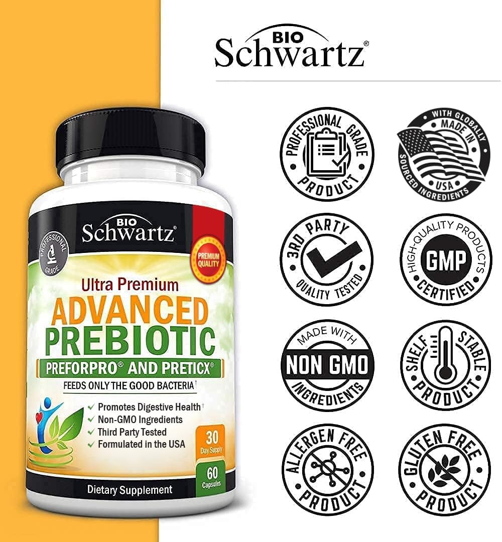 image:imageAdvanced Prebiotics for Digestive Health Fast Acting Gut Health Supplement with Clinically Validated Prebiotics for Women amp Men for Healthy Gut Flora Bloating amp Immune Support 1 Month Supply60 Count Pack of 1
