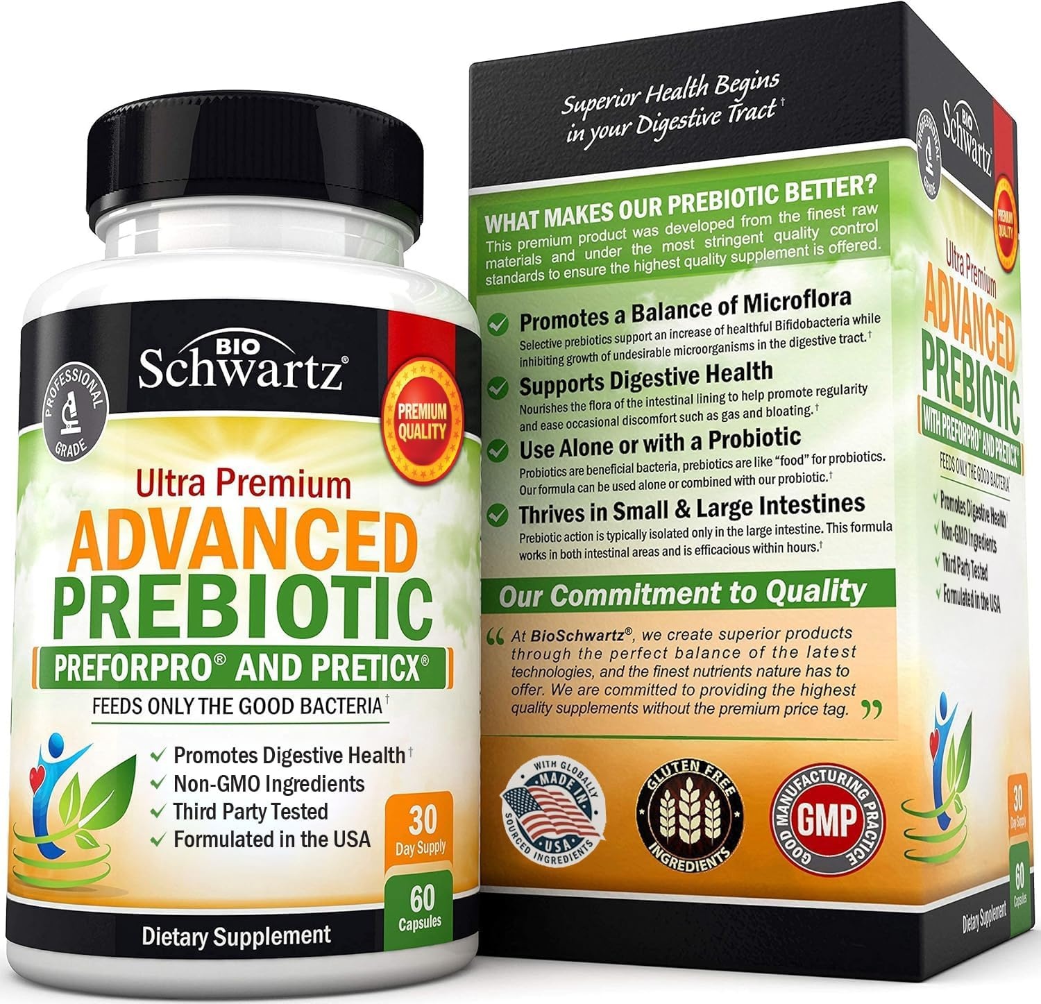 image:imageAdvanced Prebiotics for Digestive Health Fast Acting Gut Health Supplement with Clinically Validated Prebiotics for Women amp Men for Healthy Gut Flora Bloating amp Immune Support 1 Month Supply60 Count Pack of 1
