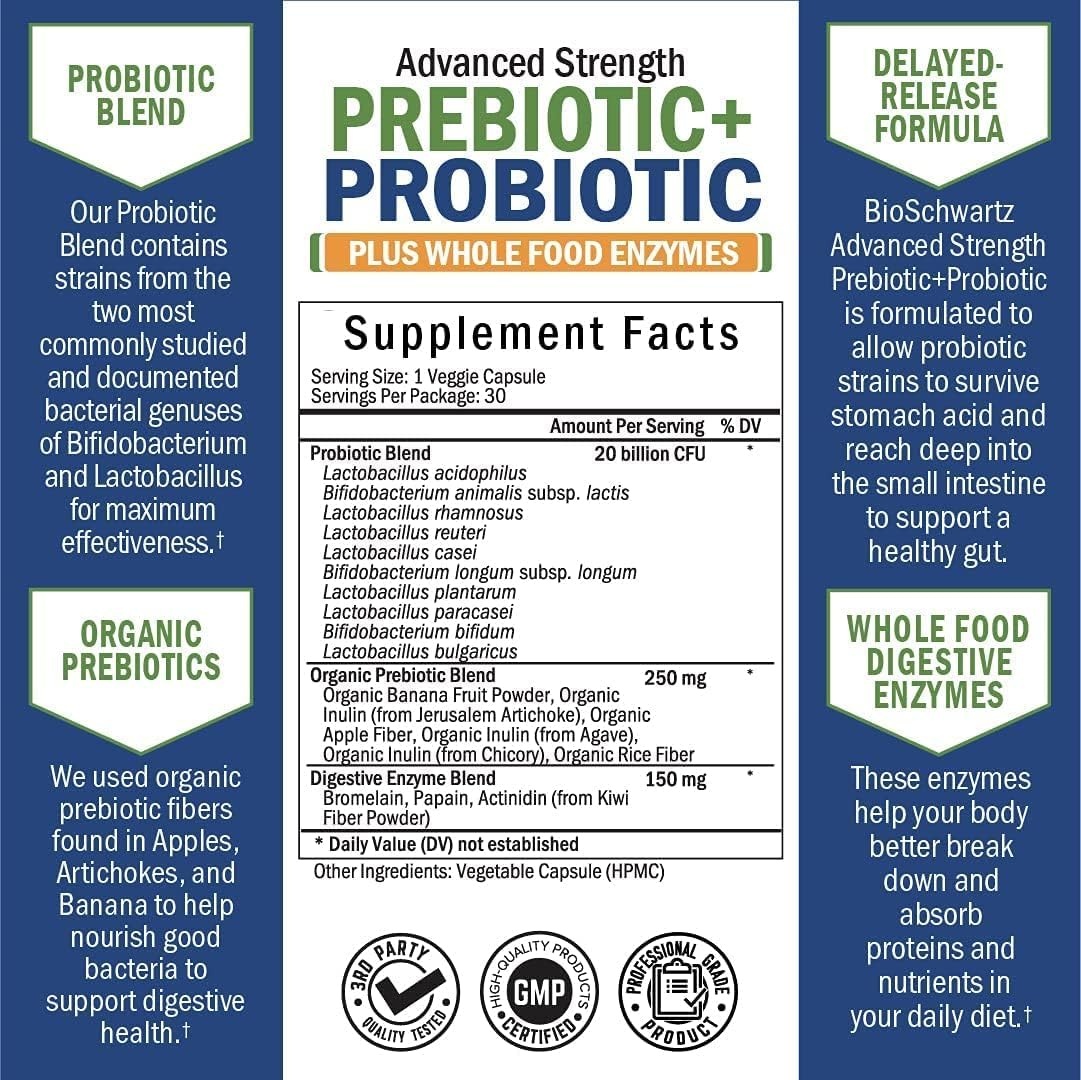image:imageAdvanced Strength Pre and Probiotics Supplement with Digestive Enzymes 1 Month Supply Plus 15 Day Cleanse for Colon and Gut Health
