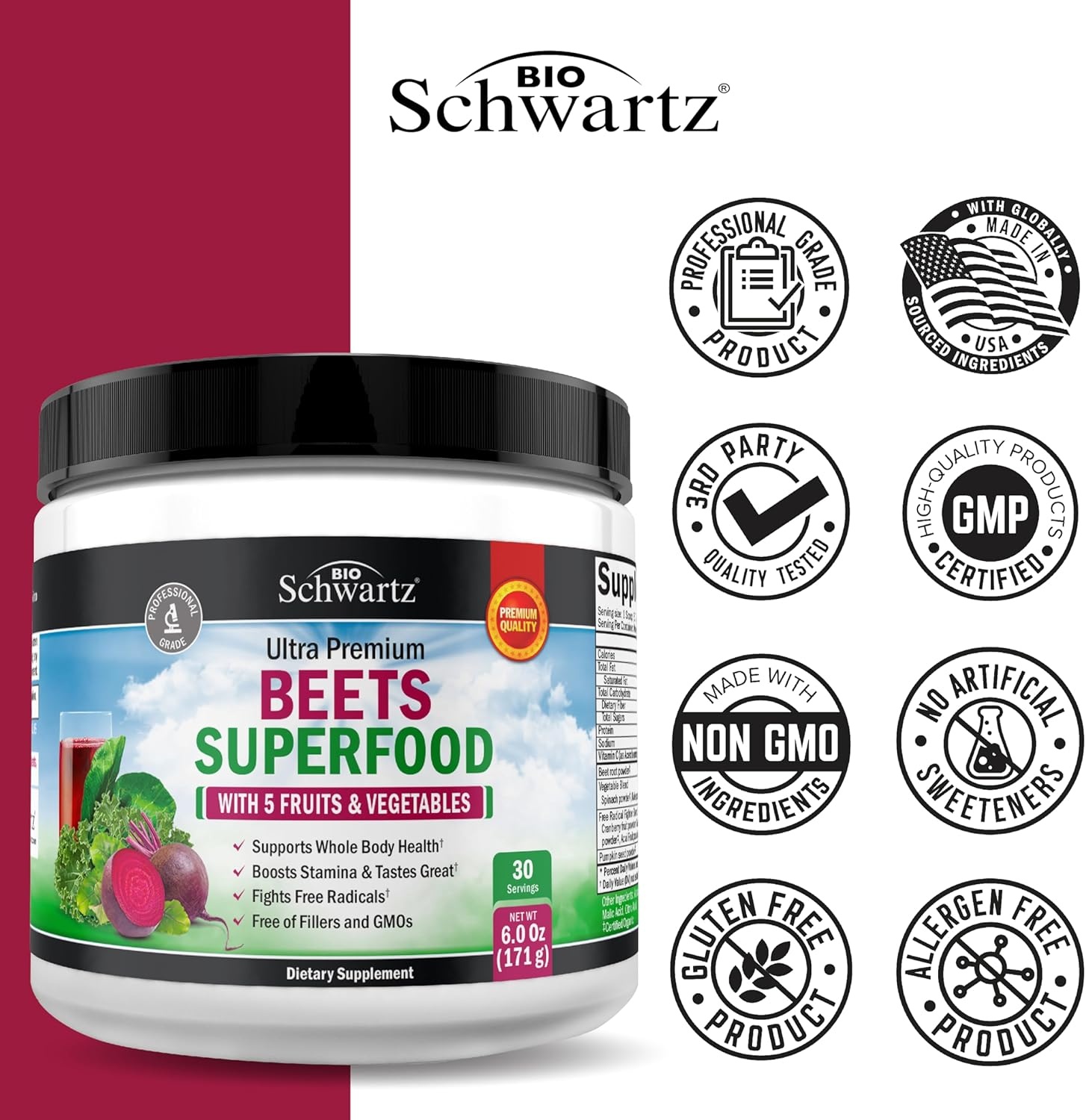 image:imageBeet Root Powder Beets Superfood Supplement with Vitamin C Plus Organic Antioxidant Rich Red Fruits and Vegetables Boosts Stamina and Natural Energy Levels 30 Servings Packaging May Vary30Day Supply Powder Pack of 1