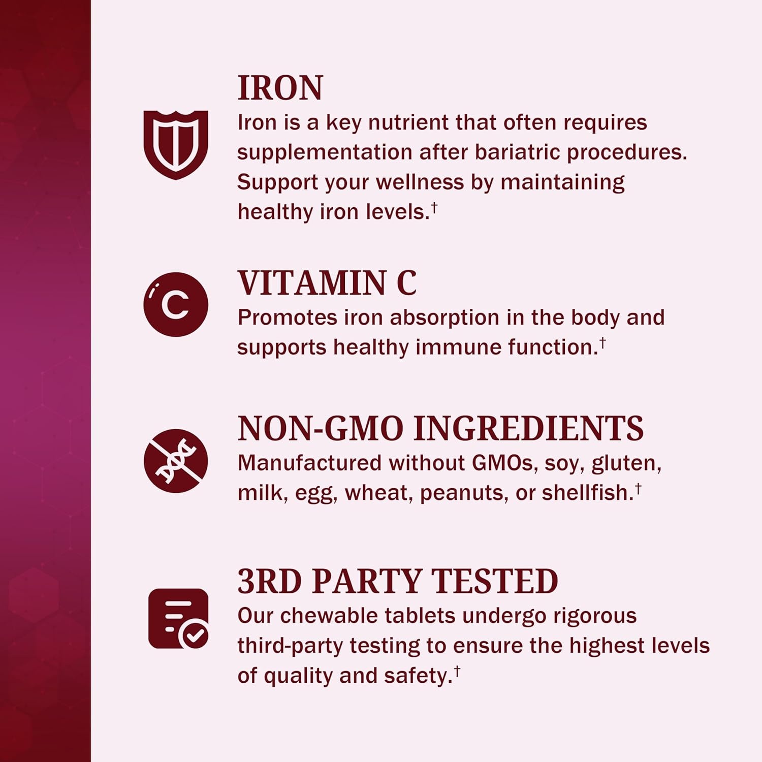 image:imageBioSchwartz Bariatric B12 Plus Dissolvable Tablets 1000mcg Vitamin B12 Vitamin B6 Folate Biotin Cherry Strawberry Flavor 3Month Supply Third Party Tested for Bariatric Patients 90 CountBariatric Vitamin C with Iron 60 Count