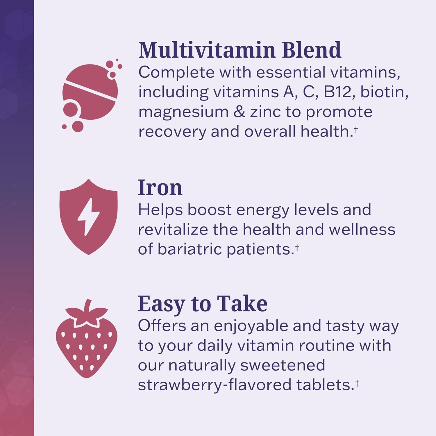 image:imageBioSchwartz Bariatric B12 Plus Dissolvable Tablets 1000mcg Vitamin B12 Vitamin B6 Folate Biotin Cherry Strawberry Flavor 3Month Supply Third Party Tested for Bariatric Patients 90 CountBariatric Multivitamin with Iron 60 Count