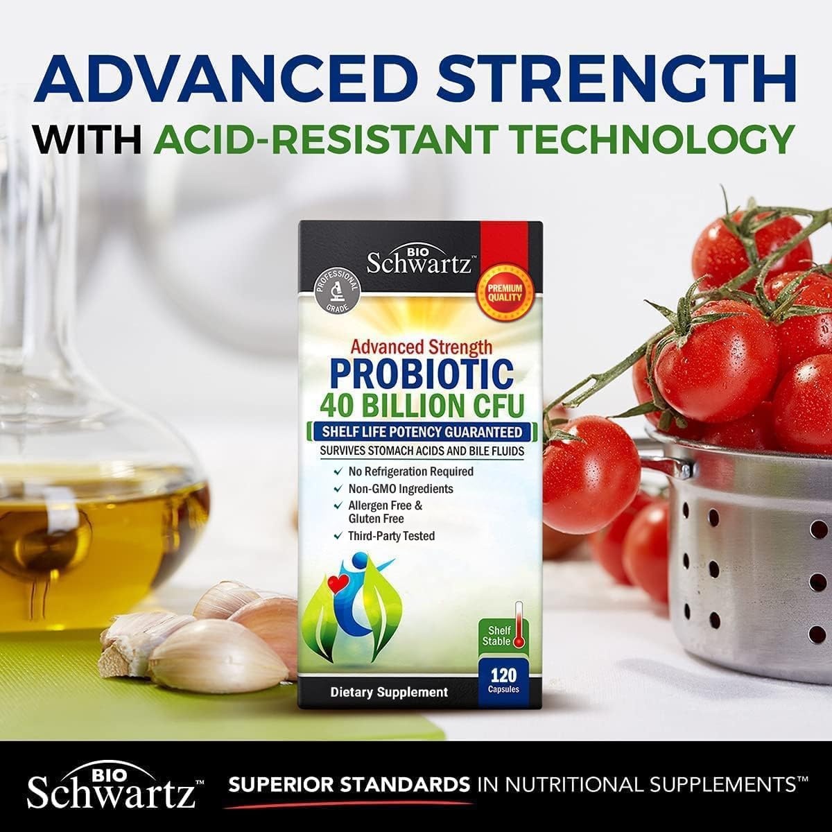 image:imageBioSchwartz Daily Probiotic Nutritional Supplement 40 Billion CFU for Gut Health Probiotics for Men and Women Digestive Health with Astragalus amp Lactobacillus Shelf Stable 60 Count120 Count Pack of 1