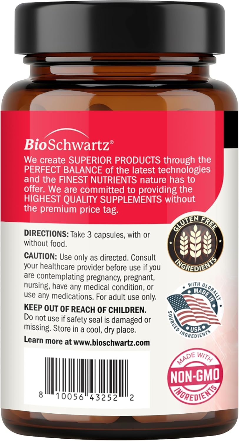 image:imageBioSchwartz Ear Ringing Support Supplement Vitamins C D B1 amp Lemon Bioflavonoid Complex for Ringing Ears Support Made in the USA with Globally Sourced Ingredients 30Day Supply 90 Capsules