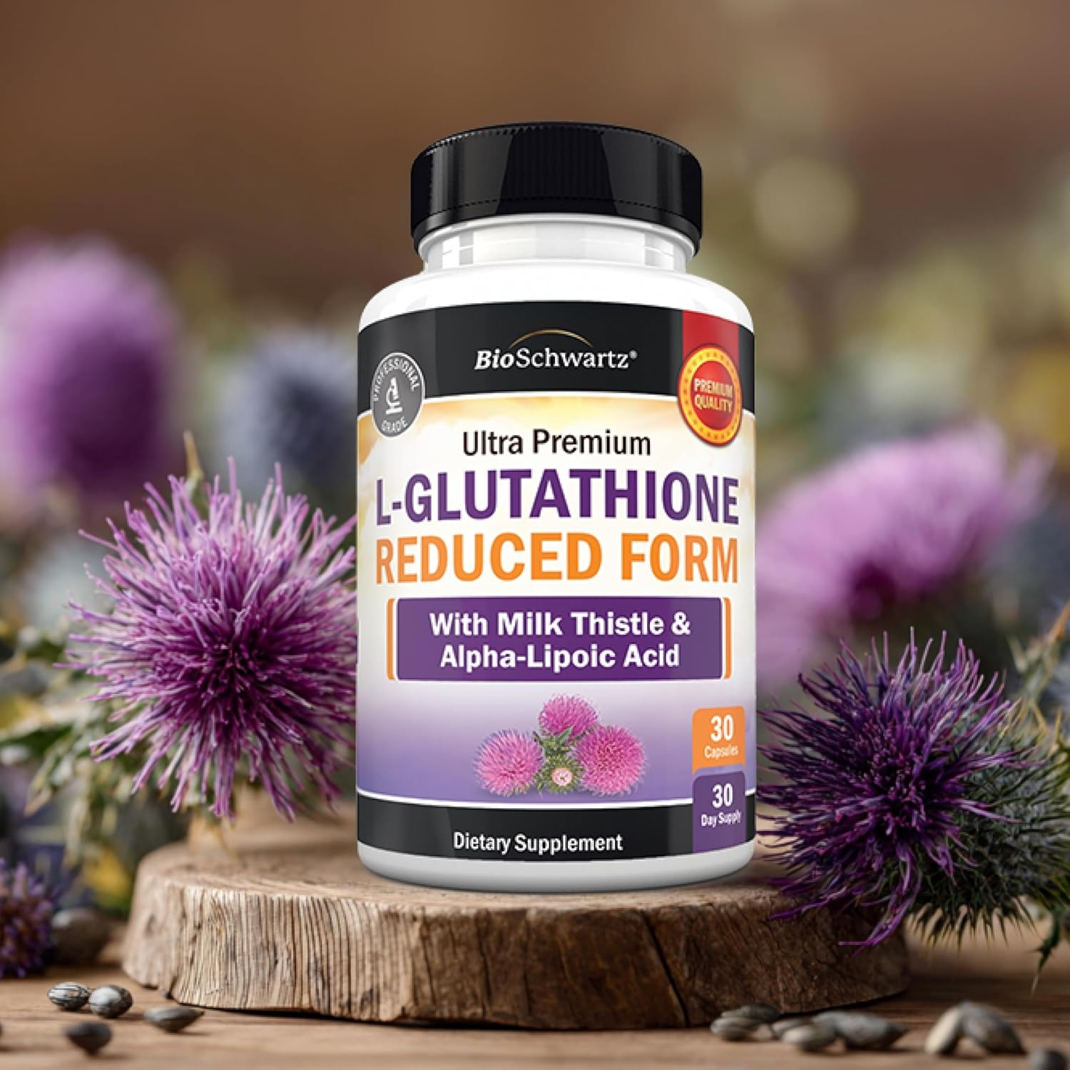 image:imageBioSchwartz Glutathione Supplement 500mg Liver Detox with Quercetin Vitamin C Milk Thistle Alpha Lipoic Acid Immune Support Pill Enhanced Immunity Defense Health Formula 60 Capsules30 Count Pack of 1