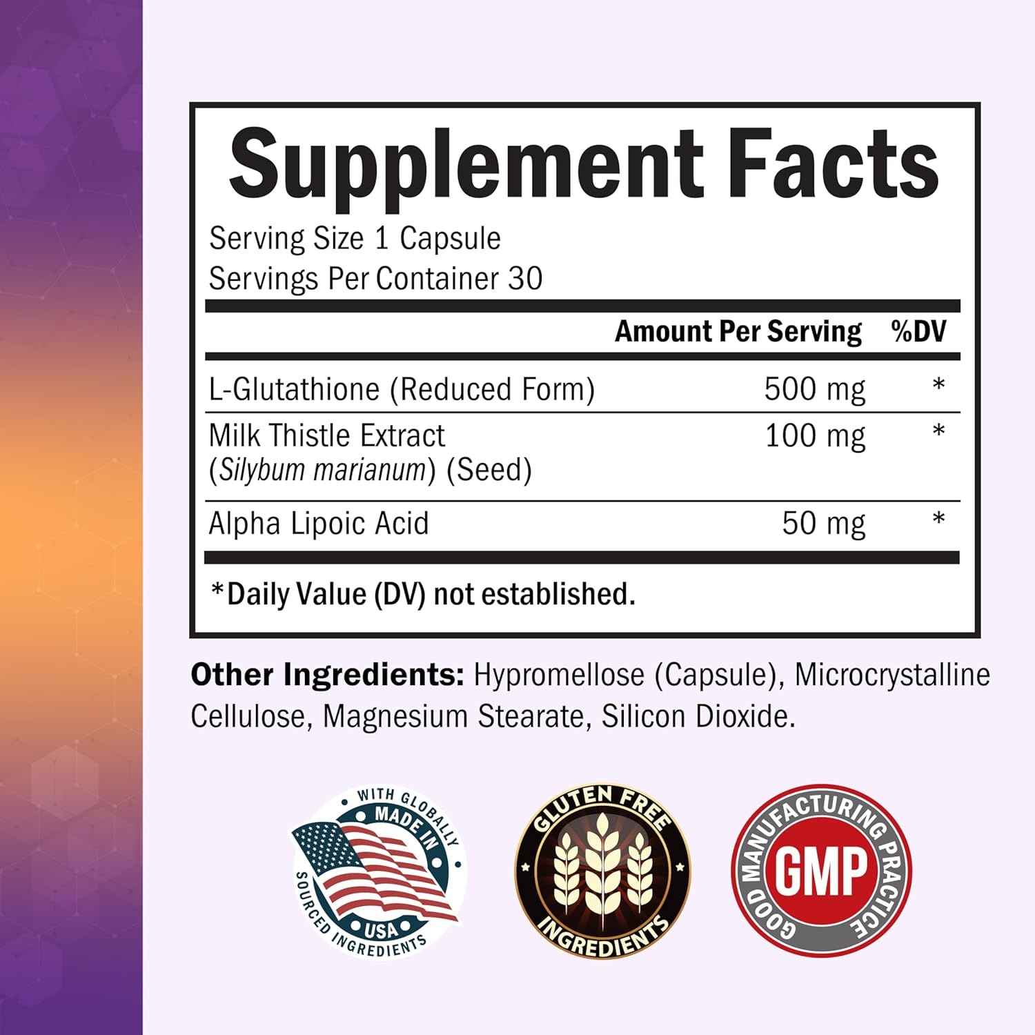 image:imageBioSchwartz Glutathione Supplement 500mg Liver Detox with Quercetin Vitamin C Milk Thistle Alpha Lipoic Acid Immune Support Pill Enhanced Immunity Defense Health Formula 60 Capsules30 Count Pack of 1