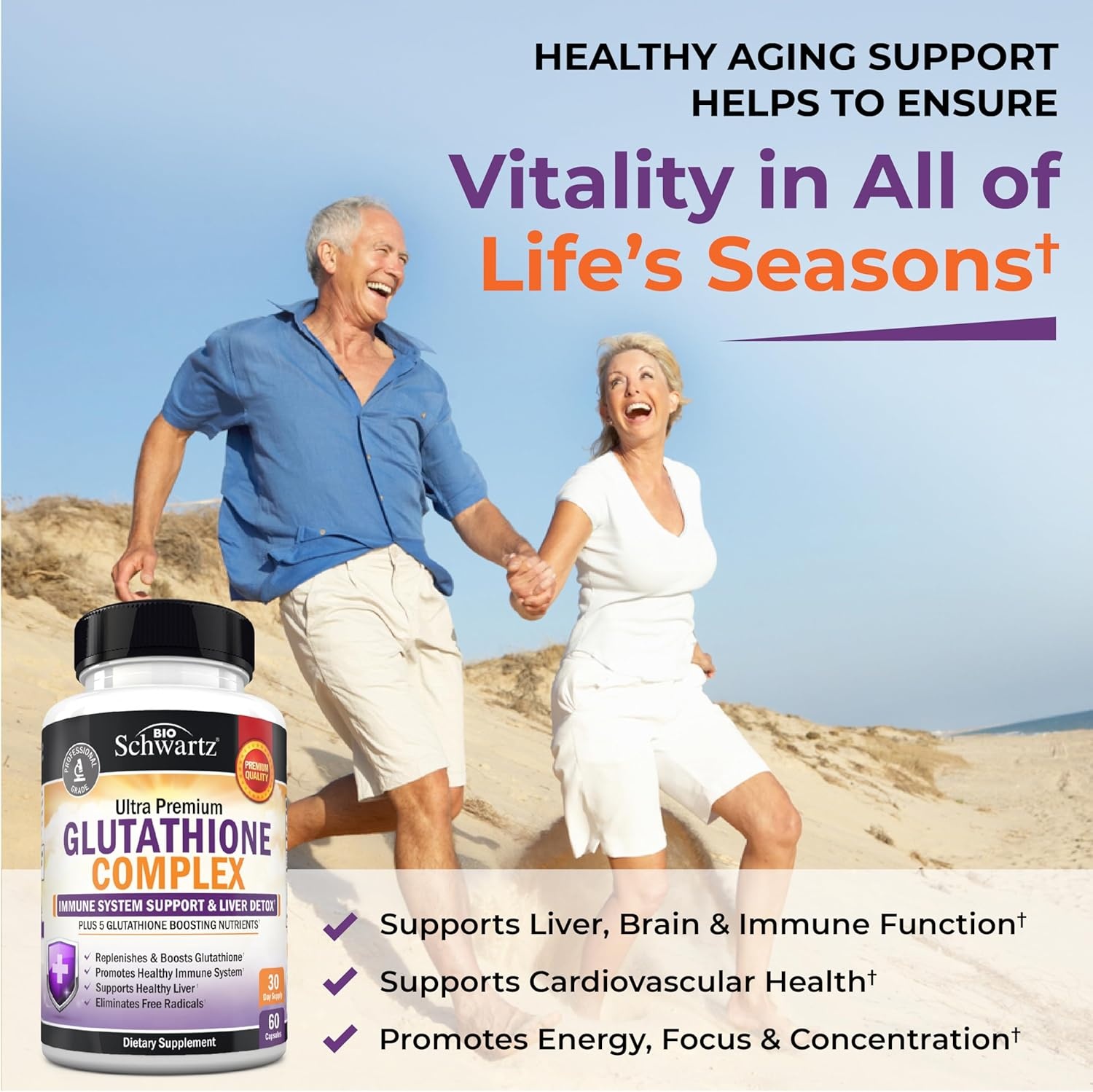 image:imageBioSchwartz Glutathione Supplement 500mg Liver Detox with Quercetin Vitamin C Milk Thistle Alpha Lipoic Acid Immune Support Pill Enhanced Immunity Defense Health Formula 60 Capsules60 Count Pack of 1