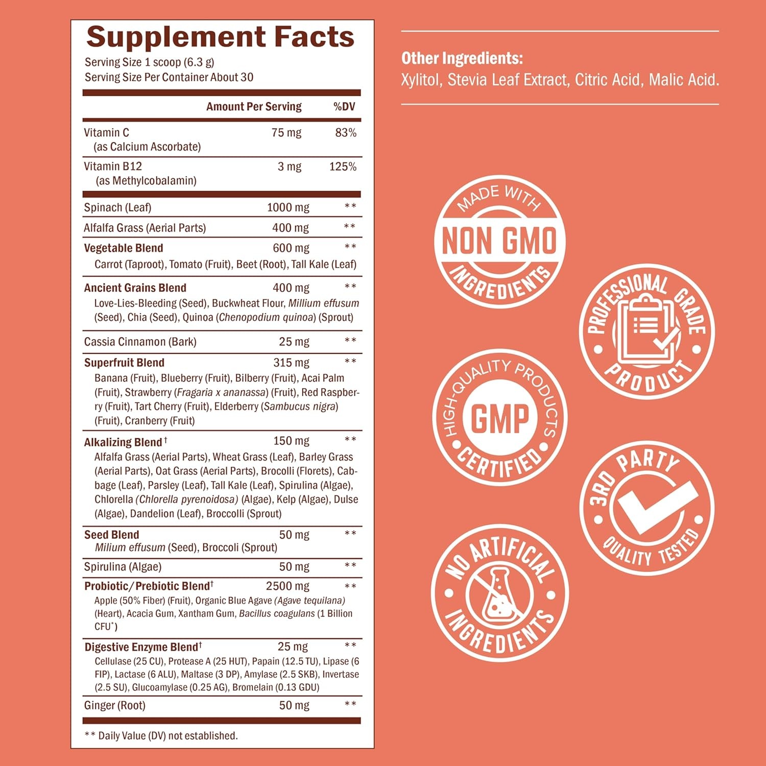 image:imageBioSchwartz Greens Powder Super Greens with Probiotics Prebiotics Digestive Enzymes amp 43 Green Superfoods Chlorophyll Bilberry Chlorella Spirulina Tastes Amazing 30 Servings67 Ounce Pack of 1