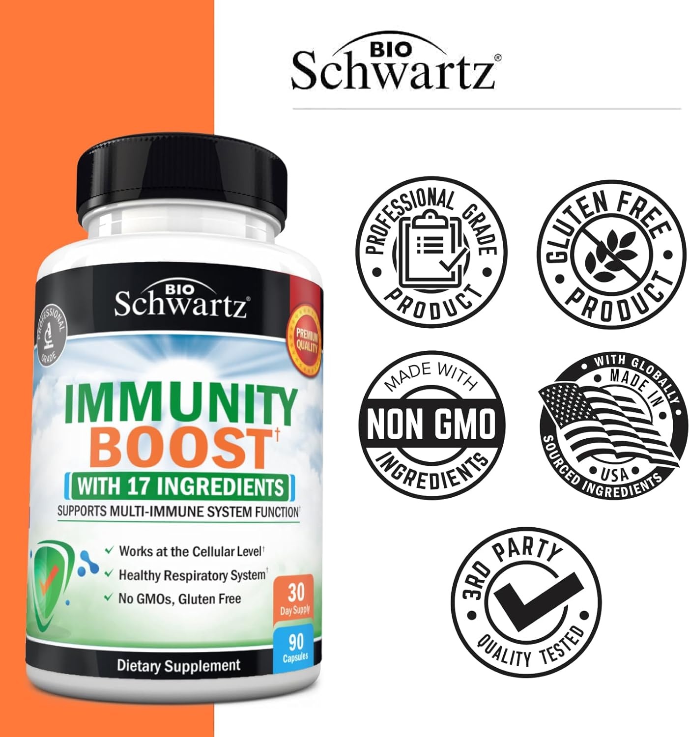 image:imageBioSchwartz Immune Support Supplement Vitamin C with Zinc Elderberry Extract Ginger Bee Propolis Beta Carotenes Immunity Boost for Adults Immune Defense Antioxidant Vitamins 90 Capsules