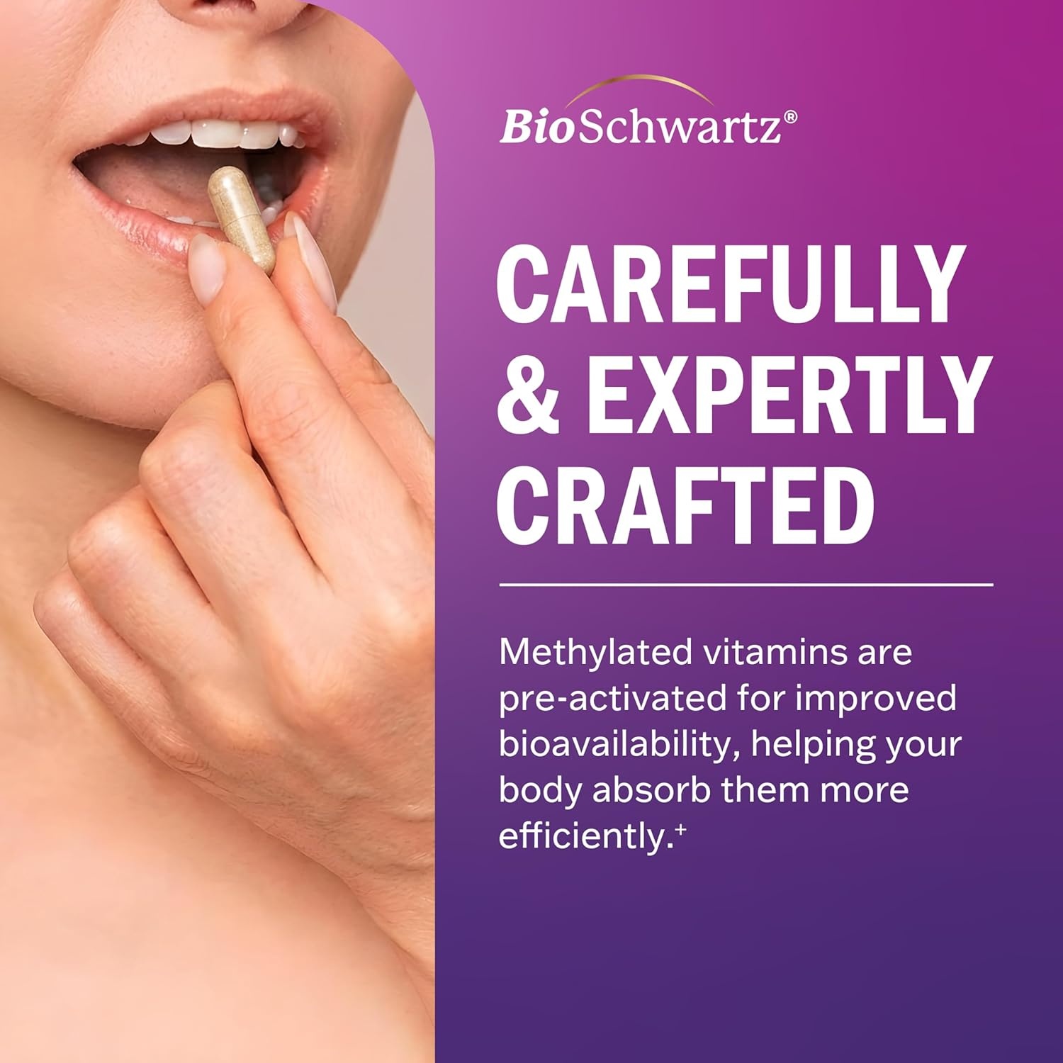 image:imageBioSchwartz Methylated Multivitamin for Women 22 Essential Vitamins amp Minerals with B Complex Folic Acid Biotin amp More Womens Multivitamin for Energy Immunity Skin Hair amp Nails 60 Capsules