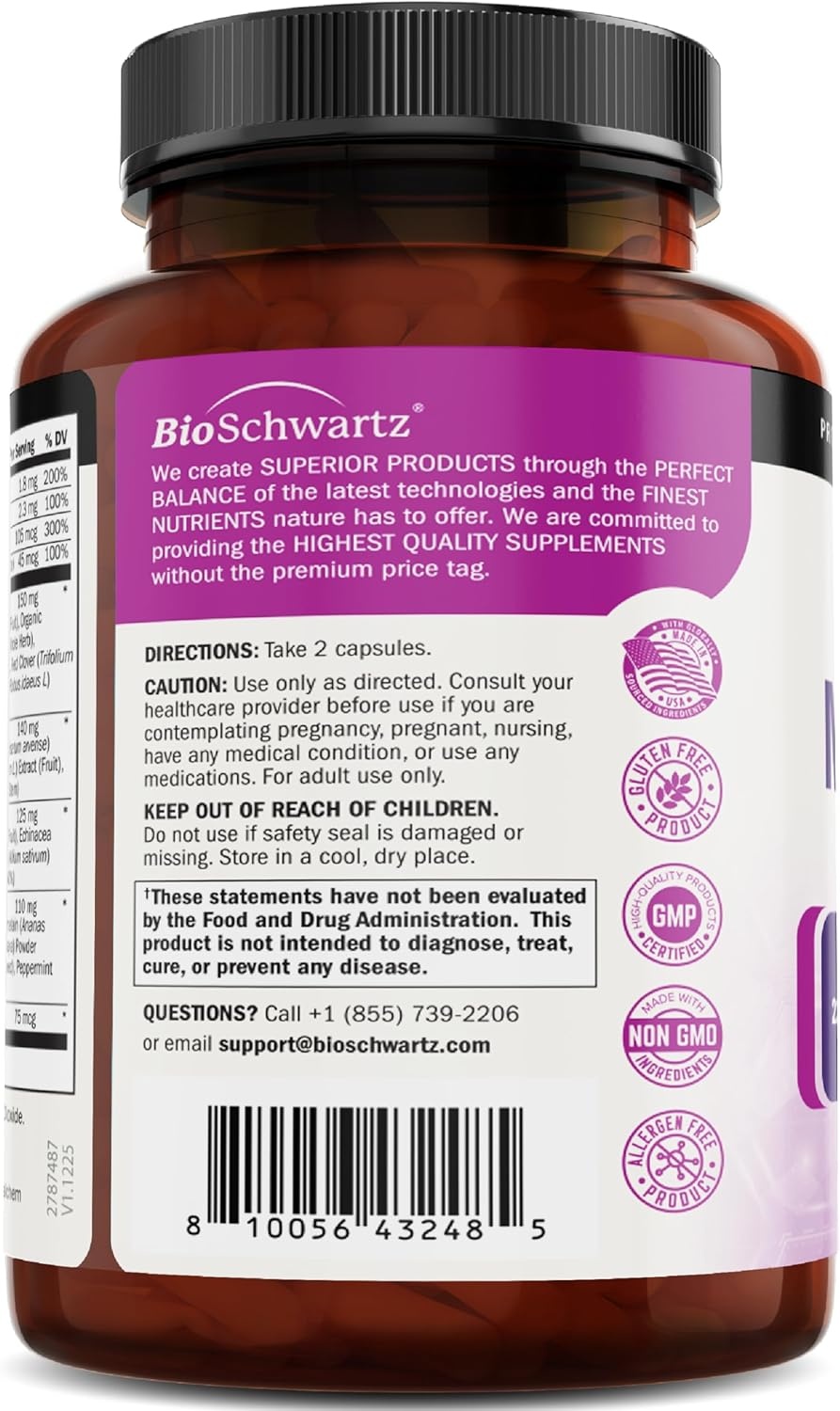 image:imageBioSchwartz Methylated Multivitamin for Women 22 Essential Vitamins amp Minerals with B Complex Folic Acid Biotin amp More Womens Multivitamin for Energy Immunity Skin Hair amp Nails 60 Capsules