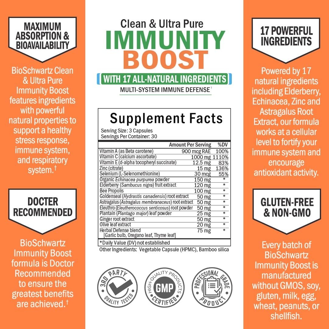 image:imageBioSchwartz Respiratory amp Immune Lung Support Supplement with Quercetin 1 Month Supply Plus 17 in 1 Immune Support Supplement with Antioxidants 1 Month Supply