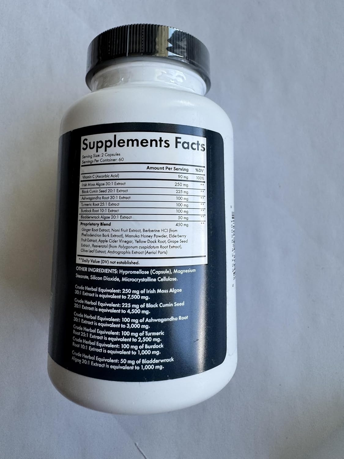 image:imageBioSchwartz Sea Moss Black Seed Oil Ashwagandha Ginger Supplement with Turmeric Berberine HCI Burdock Bladderwrack Resveratrol Elderberry Manuka Honey Apple Cider Vinegar ACV 120 Sea Moss Capsules120 Count Pack of 1