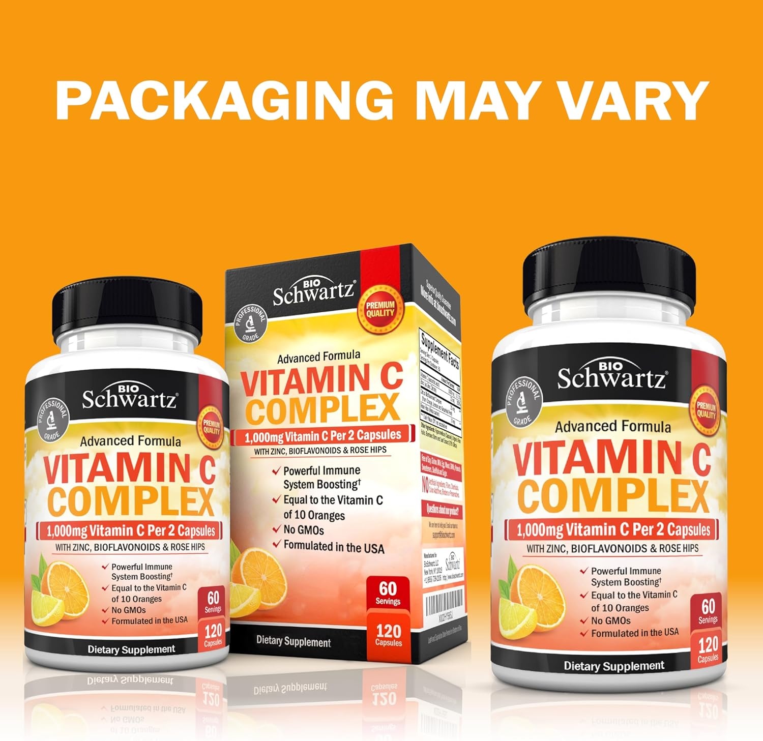 image:imageBioSchwartz Vitamin C Complex Supplement Vitamin C 1000mg Capsules with Rose HIPS Zinc and Citrus Bioflavonoids for Immune Health Cellular Energy Collagen Production 120 Count 60 Day Supply