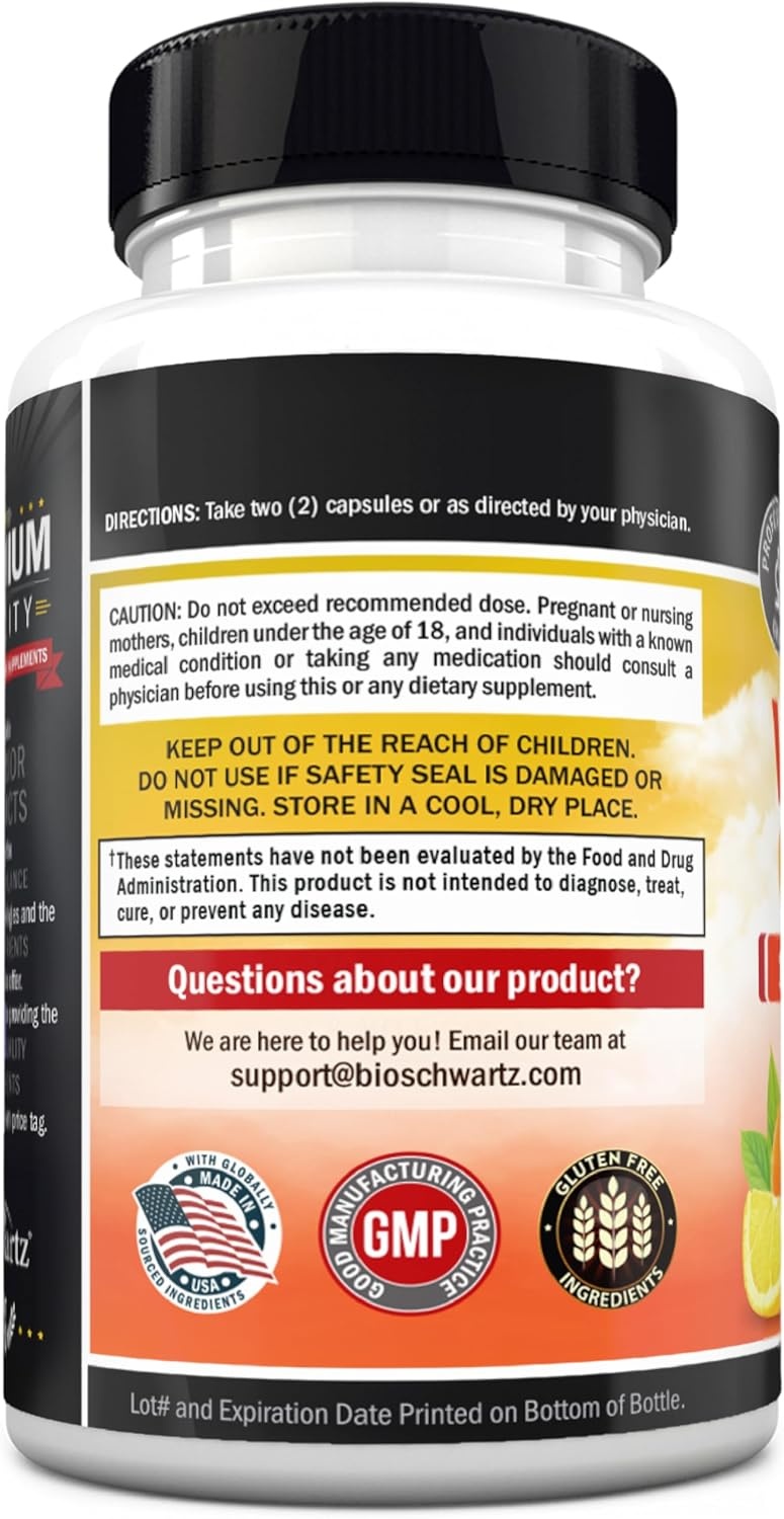 image:imageBioSchwartz Vitamin C Complex Supplement Vitamin C 1000mg Capsules with Rose HIPS Zinc and Citrus Bioflavonoids for Immune Health Cellular Energy Collagen Production 120 Count 60 Day Supply
