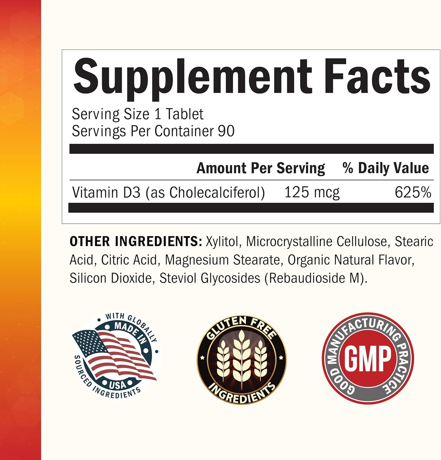 image:imageBioSchwartz Vitamin D3 5000 IU 125 mcg Chewable Tablets Immune Support Bone Strength Healthy Muscle Function GlutenFree and NonGMO Chewable Vitamin D for Adults 90Day Supply 90 Count90 Count Pack of 1