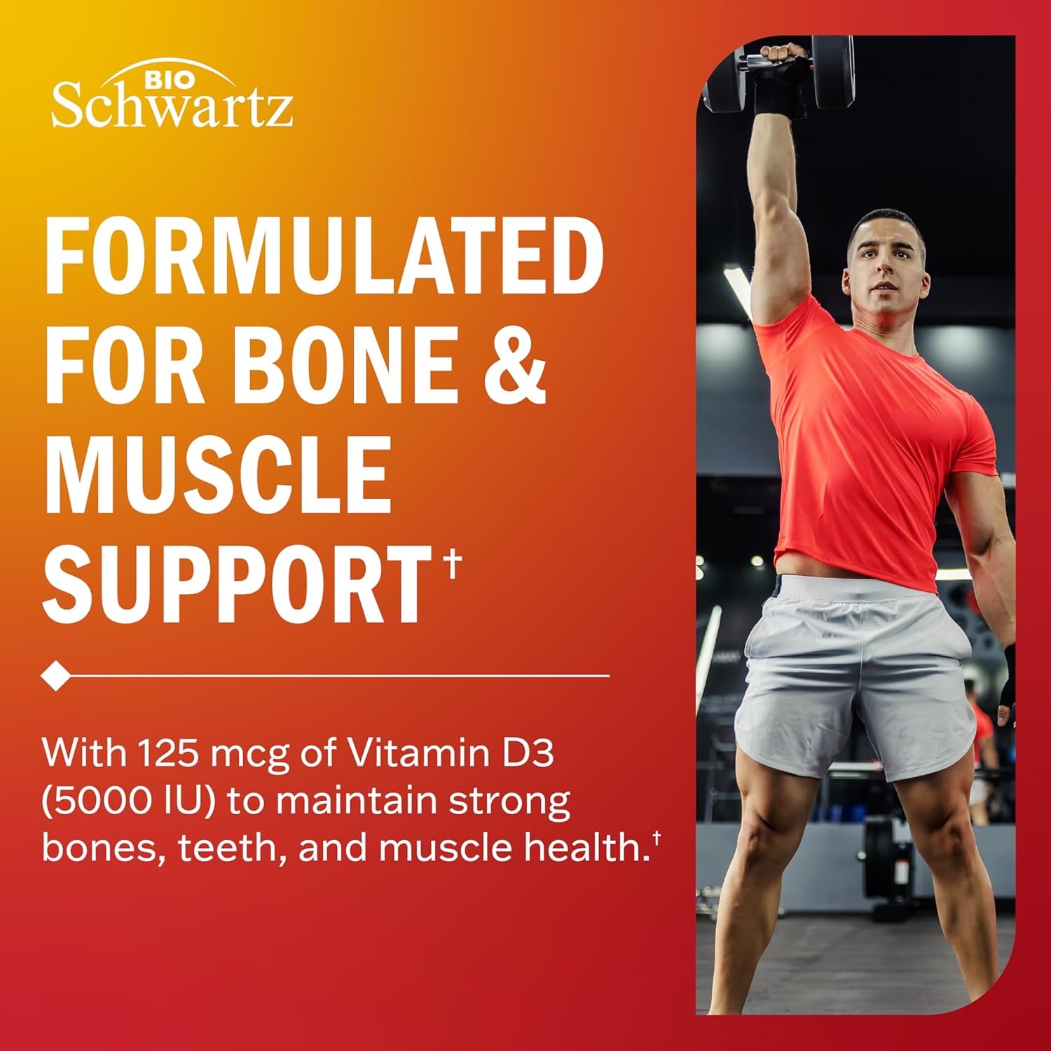 image:imageBioSchwartz Vitamin D3 5000 IU 125 mcg Chewable Tablets Immune Support Bone Strength Healthy Muscle Function GlutenFree and NonGMO Chewable Vitamin D for Adults 90Day Supply 90 Count90 Count Pack of 1