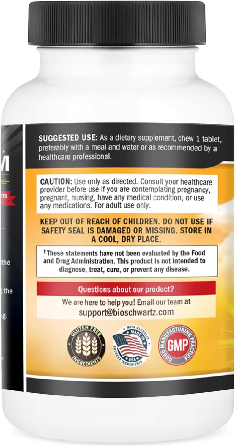 image:imageBioSchwartz Vitamin D3 5000 IU 125 mcg Chewable Tablets Immune Support Bone Strength Healthy Muscle Function GlutenFree and NonGMO Chewable Vitamin D for Adults 90Day Supply 90 Count90 Count Pack of 1