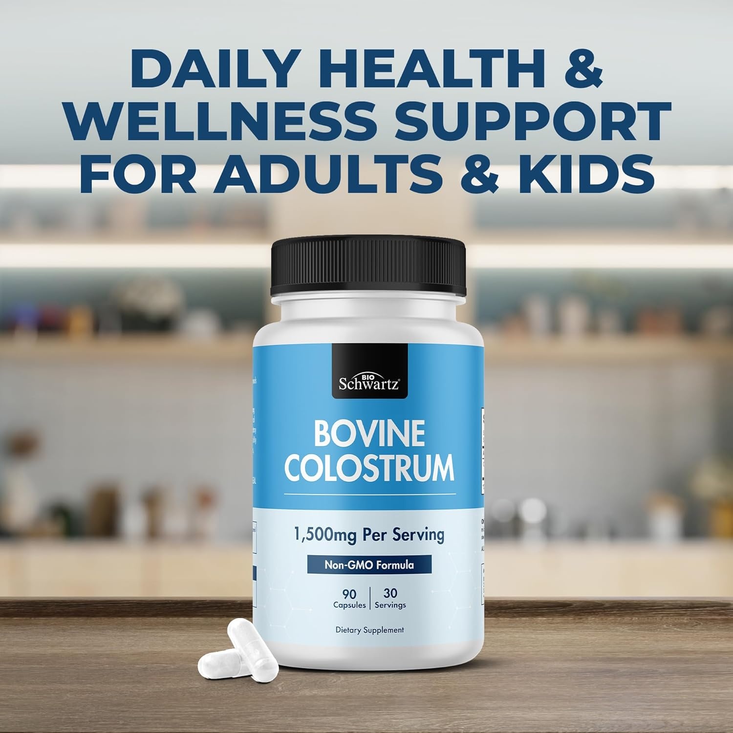 image:imageColostrum Supplement Extra Strength 1500mg Per Serving Grass Fed Colostrum Capsules from Bovine First Milking Supports Gut Health and Immunity for Women and Men NonGMO Gluten Free 90 Count90 Count Pack of 1