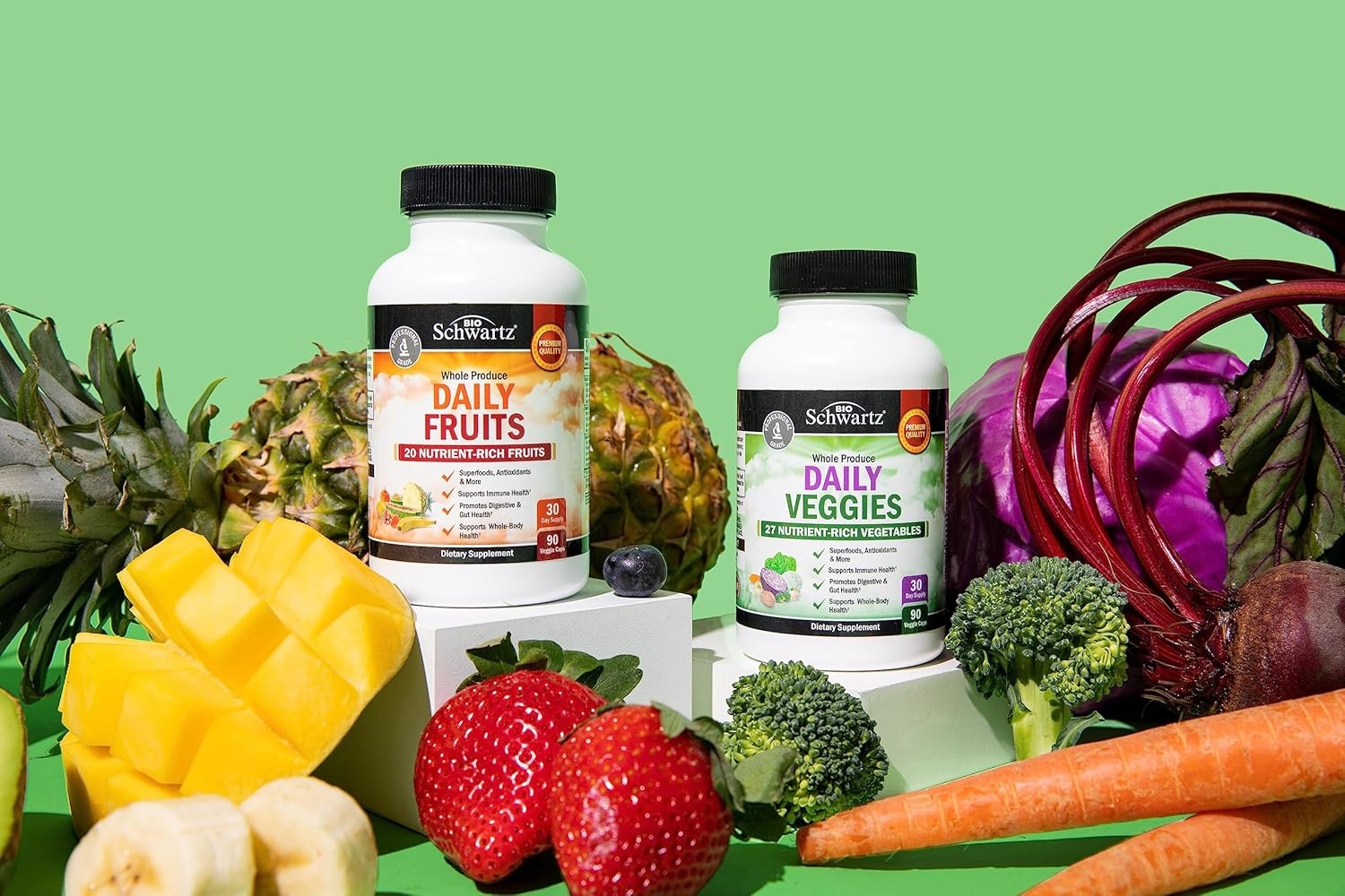 image:imageDaily Fruits and Vegetables Supplement for Adults Super Fruit and Veggies Capsules for Enhanced Energy Gut Health Immune Support amp Overall Wellness with 47 Whole Food Fruits and Veggies 1 Month90 Count Pack of 2