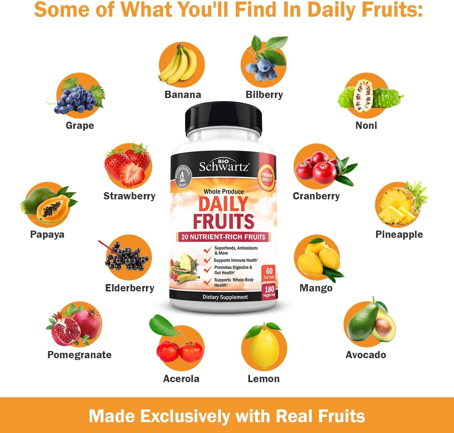 image:imageDaily Fruits and Vegetables Supplement for Adults Super Fruit and Veggies Capsules for Enhanced Energy Gut Health Immune Support amp Overall Wellness with 47 Whole Food Fruits and Veggies 1 Month180 Count Pack of 2