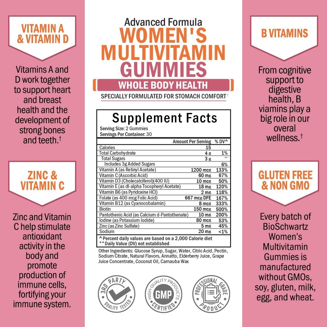image:imageDaily Multivitamin for Women 50 amp Over Memory Support Supplement Promotes Stress Reduction amp Healthy Immune Response Womens Multivitamin Supplement Designed for Stomach Comfort 60 CapsulesWomens Multivitamin Gummies 60 Count