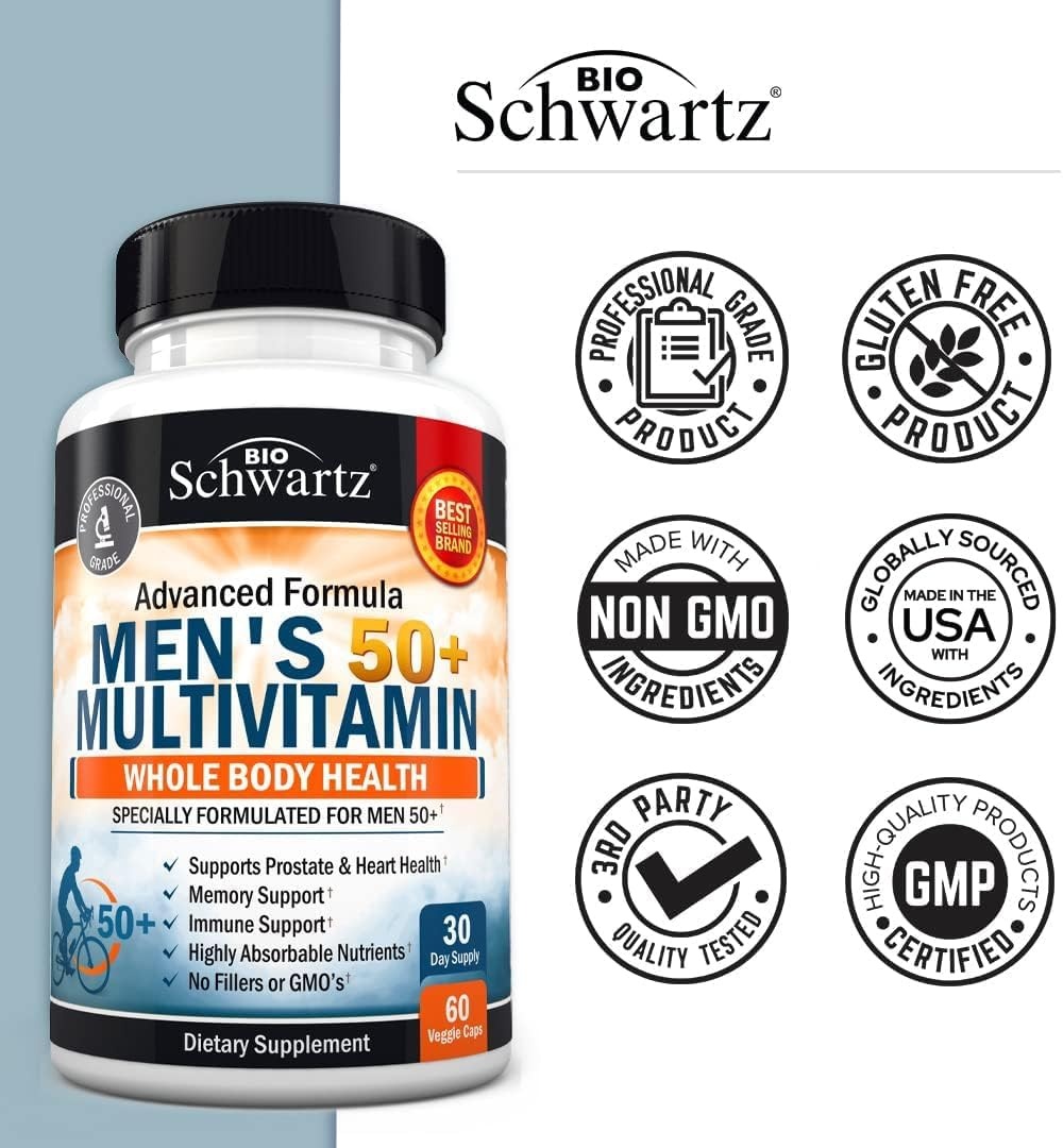 image:imageDaily Multivitamin for Women 50 amp Over Memory Support Supplement Promotes Stress Reduction amp Healthy Immune Response Womens Multivitamin Supplement Designed for Stomach Comfort 60 CapsulesMens 50 Multivitamin 60 Count