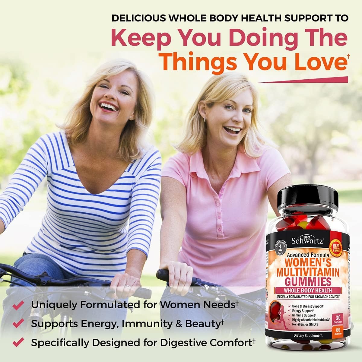 image:imageDaily Multivitamin for Women 50 amp Over Memory Support Supplement Promotes Stress Reduction amp Healthy Immune Response Womens Multivitamin Supplement Designed for Stomach Comfort 60 CapsulesWomens Multivitamin Gummies 60 Count