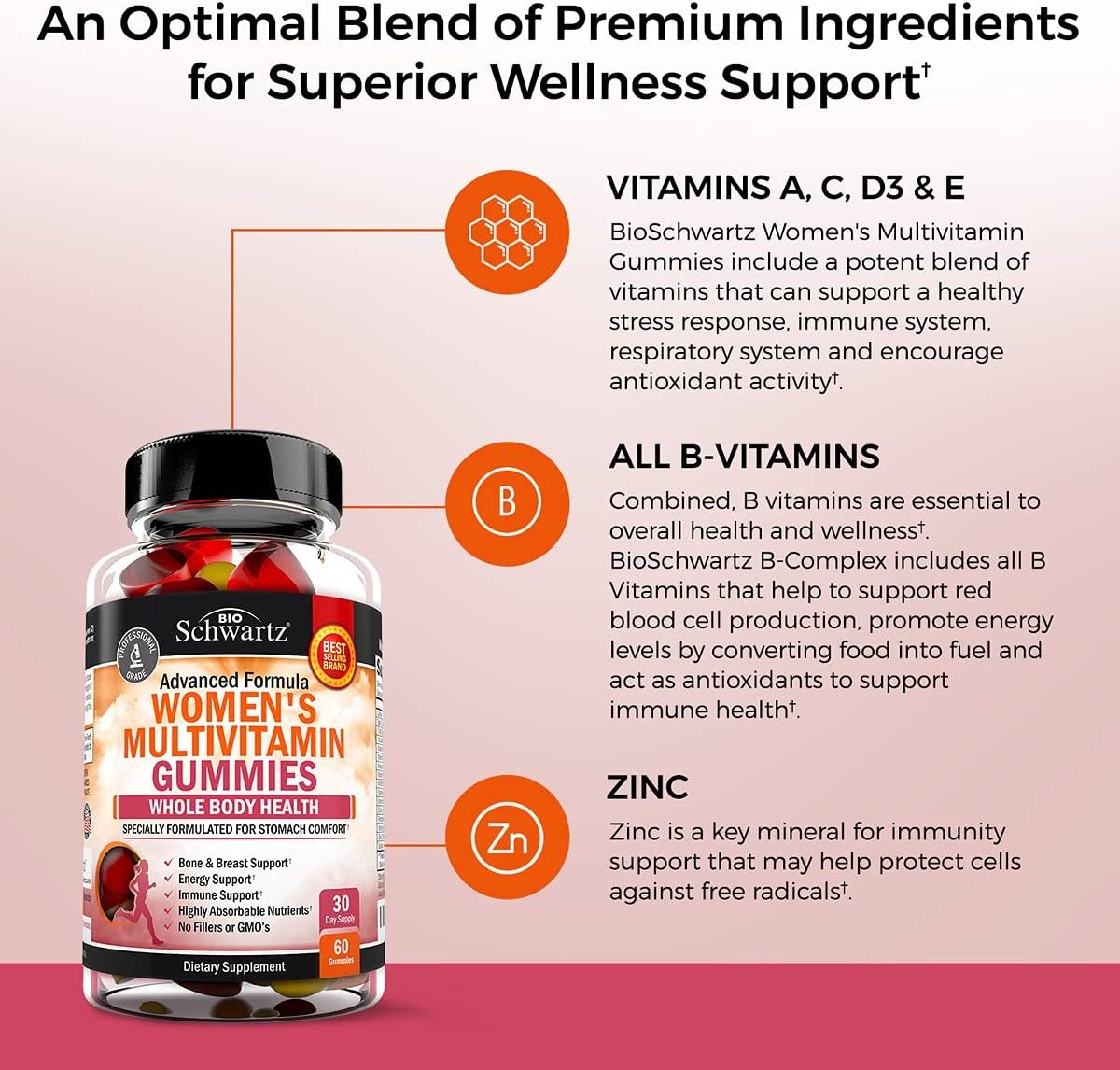 image:imageDaily Multivitamin for Women 50 amp Over Memory Support Supplement Promotes Stress Reduction amp Healthy Immune Response Womens Multivitamin Supplement Designed for Stomach Comfort 60 CapsulesWomens Multivitamin Gummies 60 Count