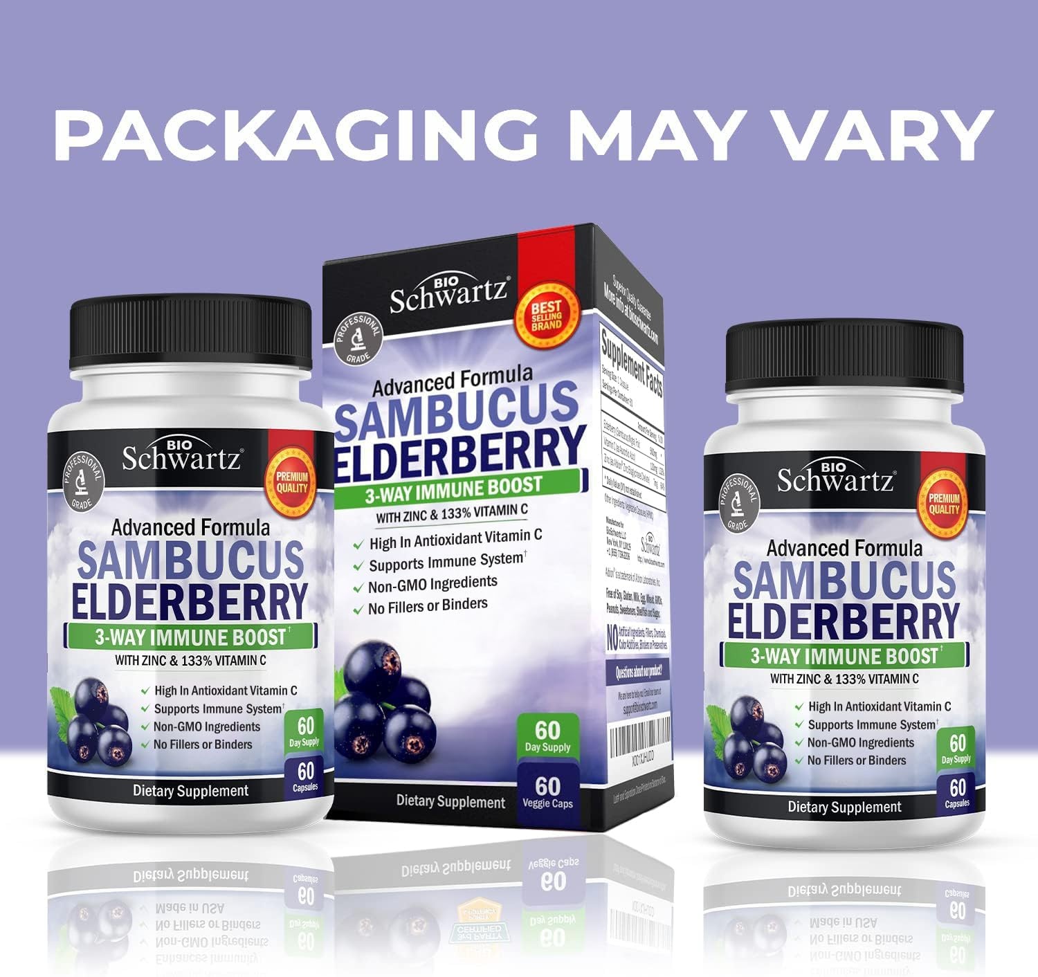 image:imageElderberry Capsules with Zinc and Vitamin C for Adults Immune Support Vitamins for Women and Men Black Sambucus Elderberry Vitamin C and Zinc Immune Defense Multiminerals Supplement 60 Count60 Count Pack of 1