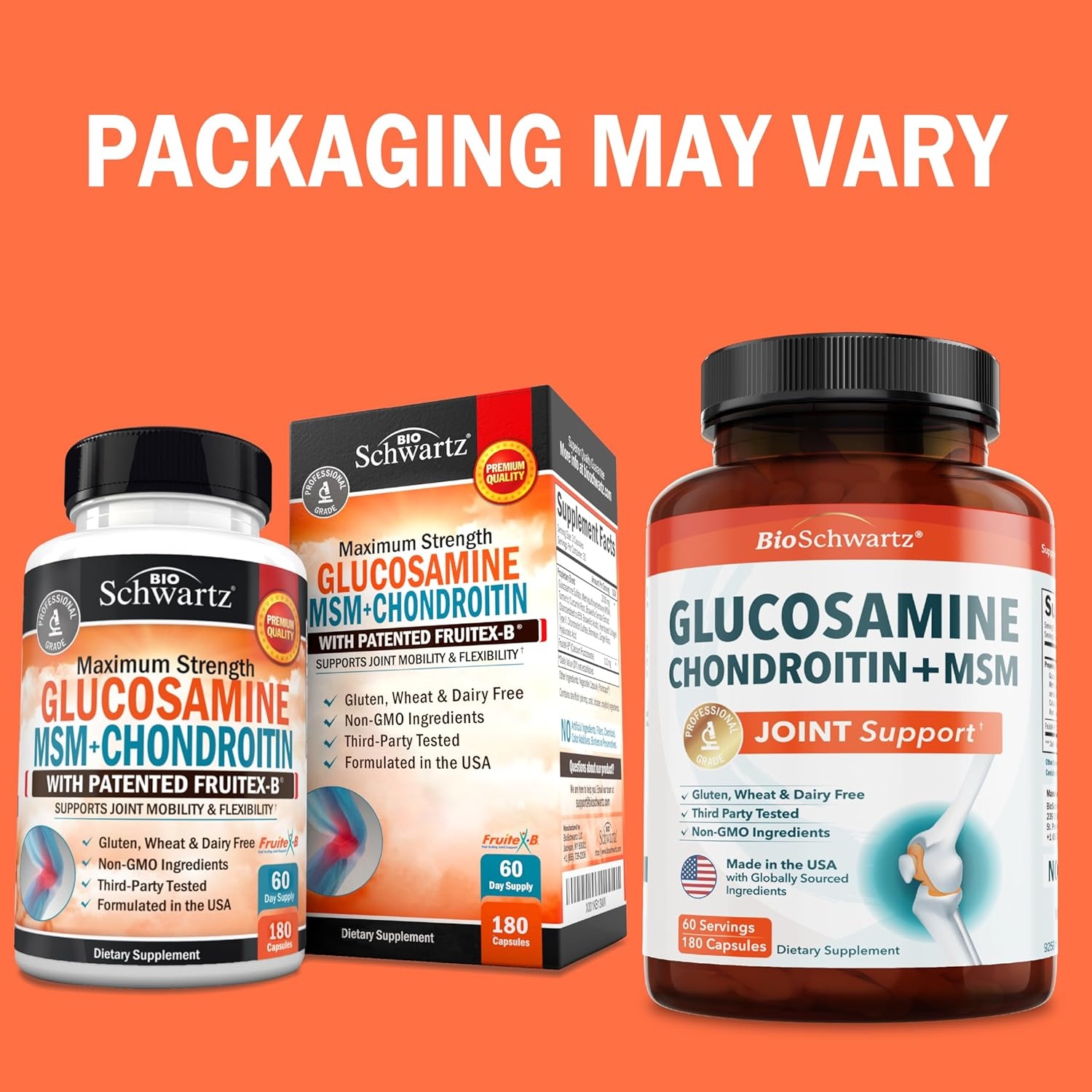 image:imageGlucosamine Chondroitin MSM Joint Support Supplement Collagen Peptides Turmeric and Ginger Hyaluronic Acid Glucosamine Chondroitin Sulfate for Joint Comfort Gluten Free Non GMO 90 Capsules180 Count Pack of 1