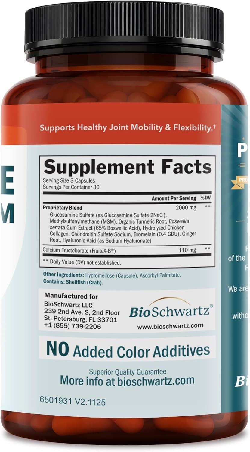 image:imageGlucosamine Chondroitin MSM Joint Support Supplement Collagen Peptides Turmeric and Ginger Hyaluronic Acid Glucosamine Chondroitin Sulfate for Joint Comfort Gluten Free Non GMO 90 Capsules90 Count Pack of 1