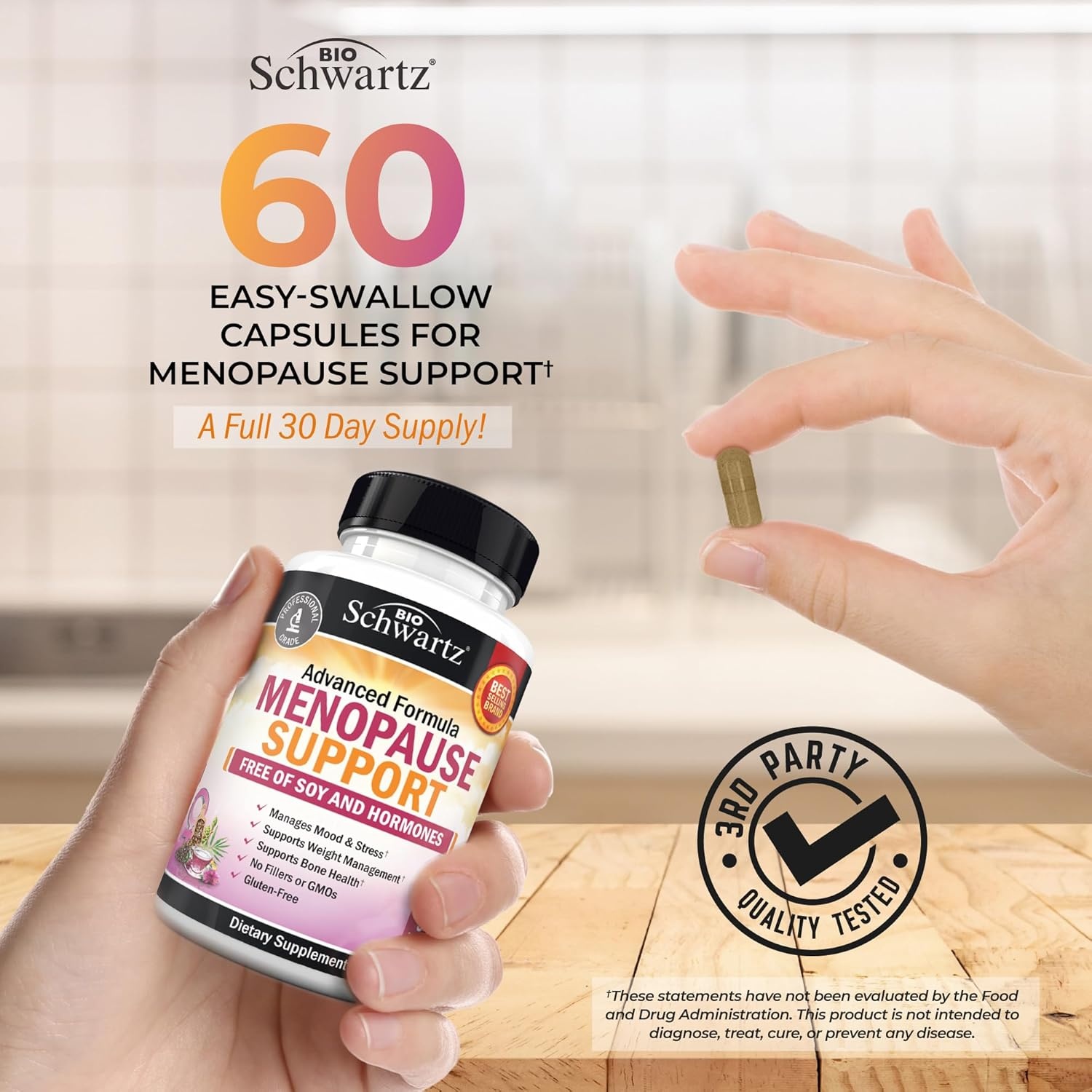 image:imageHerbal Menopause Support for Women Supports Healthy Mood and Balance with Milk Thistle Chasteberry Black Cohosh Red Clover Turmeric Ginger Menopause Supplements for Women 60 Veggie Capsules