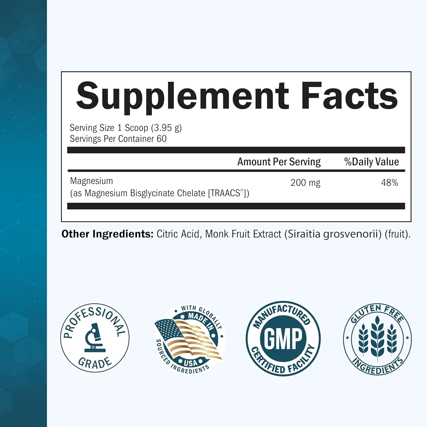 image:imageMagnesium Bisglycinate Powder Chelated Supplement High Absorption Magnesium Glycinate Powder Supplement for Women and Men Sleep Muscle Bone amp Joint Support NonGMO Chelate 237g 60 Servings836 Ounce Pack of 1