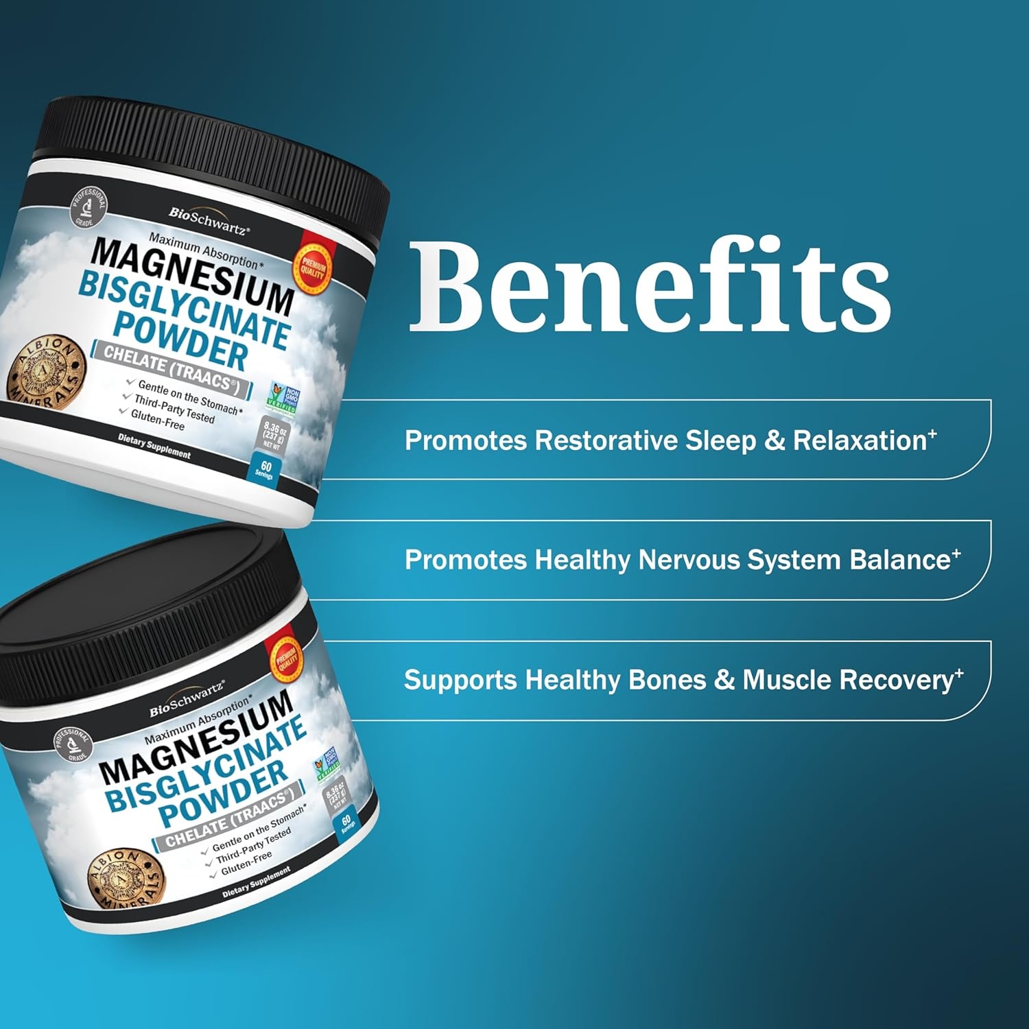 image:imageMagnesium Bisglycinate Powder Chelated Supplement High Absorption Magnesium Glycinate Powder Supplement for Women and Men Sleep Muscle Bone amp Joint Support NonGMO Chelate 237g 60 Servings836 Ounce Pack of 1