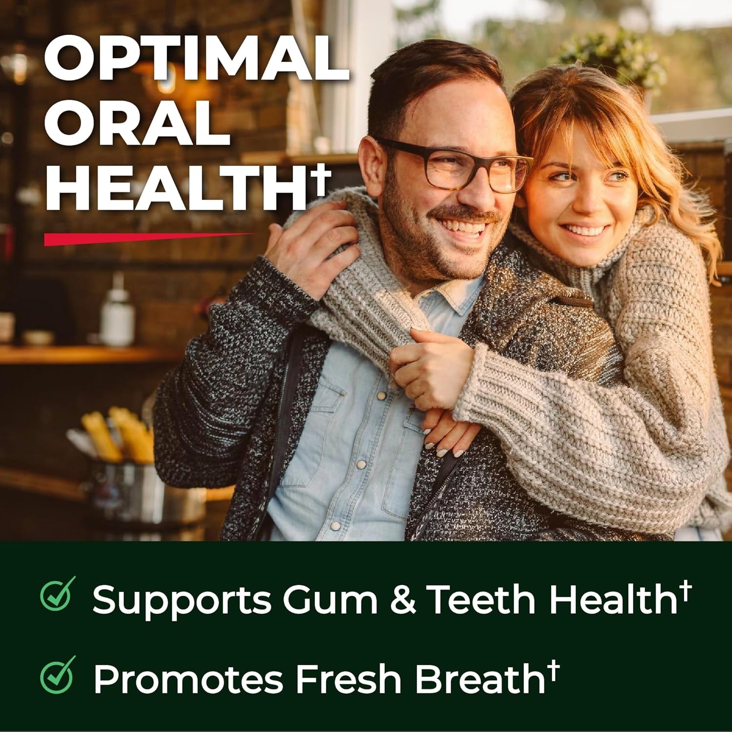 image:imageOral Probiotics Supplement with Prebiotics Supports Healthy Teeth Gums Mouth and Fresh Odorless Breath for Adults Strawberry Flavored Chewable Dental Probiotic 60 Tablets 60 Day Supply90 Count Pack of 1