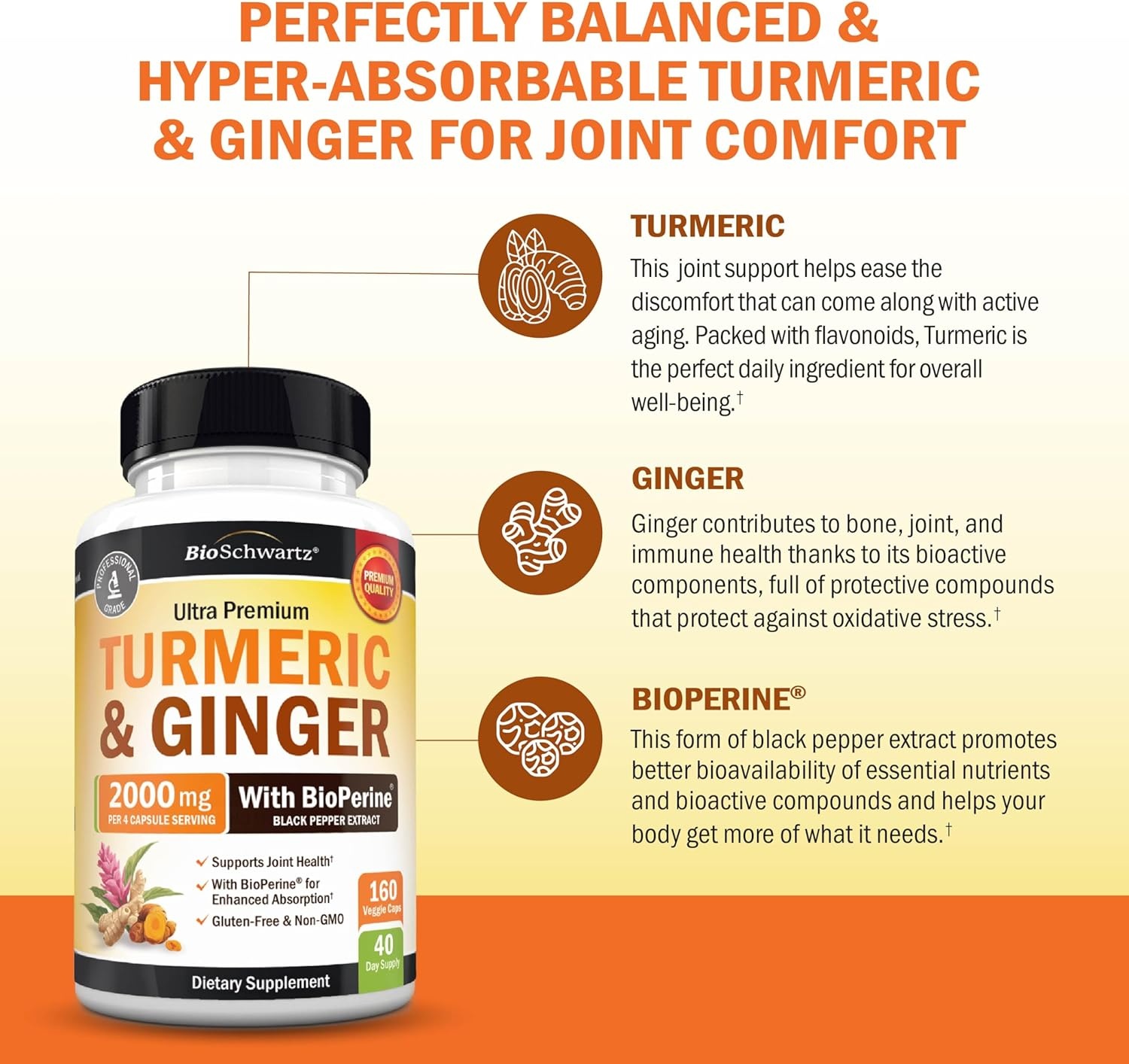 image:imageTurmeric Curcumin with Black Pepper Extract 1500mg High Absorption Ultra Potent Turmeric Supplement with 95 Curcuminoids and BioPerine Non GMO Tumeric Capsules for Joint Support 90 CapsulesUnflavored