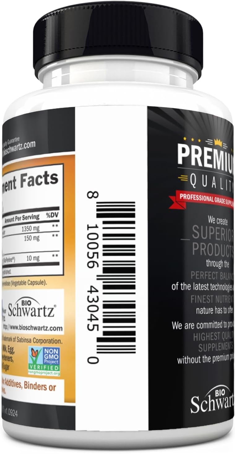 image:imageTurmeric Curcumin with Black Pepper Extract 1500mg High Absorption Ultra Potent Turmeric Supplement with 95 Curcuminoids and BioPerine Non GMO Tumeric Capsules for Joint Support 90 CapsulesUnflavored