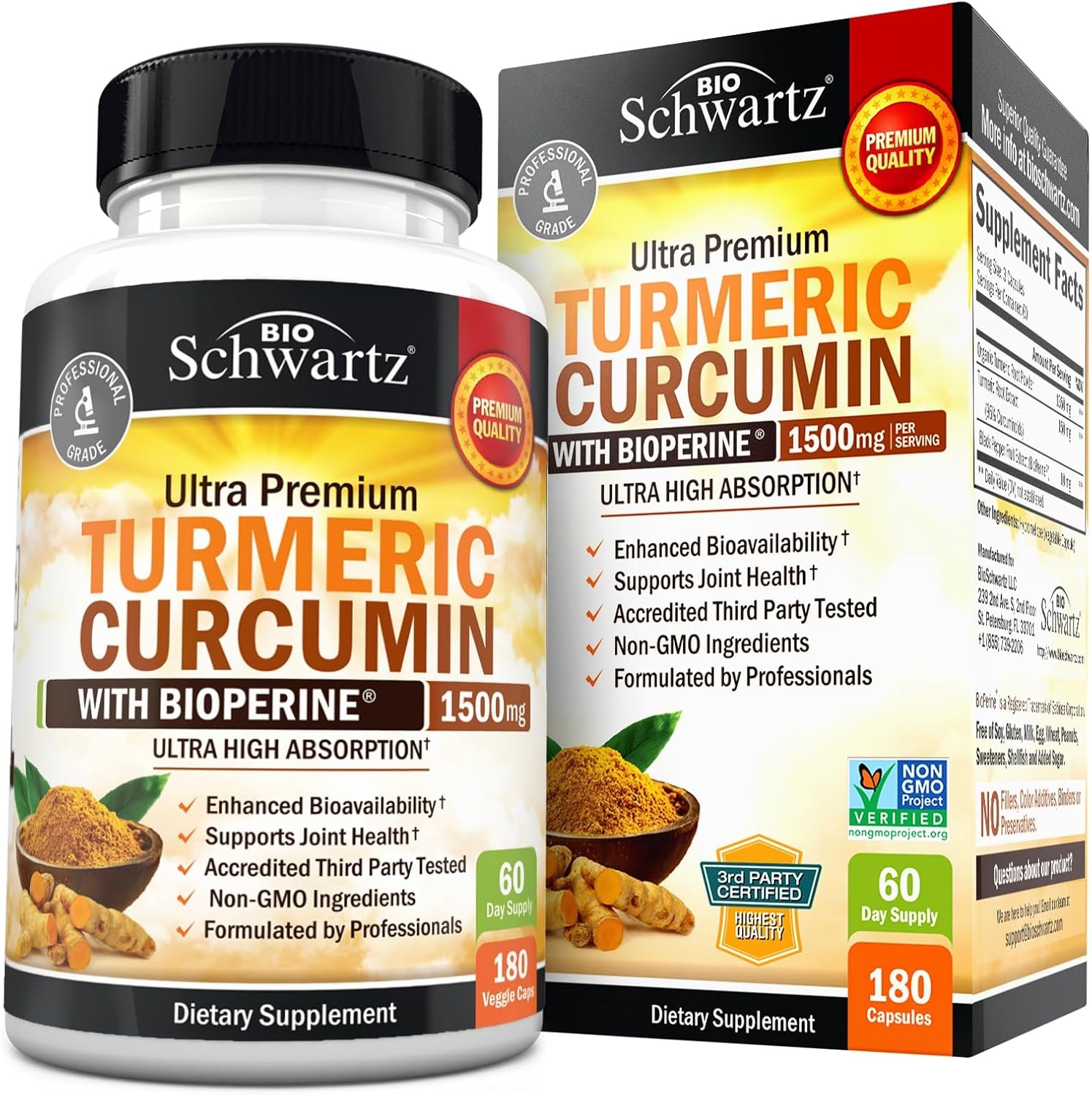 image:imageTurmeric Curcumin with Black Pepper Extract 1500mg High Absorption Ultra Potent Turmeric Supplement with 95 Curcuminoids and BioPerine Non GMO Tumeric Capsules for Joint Support 90 CapsulesUnflavored