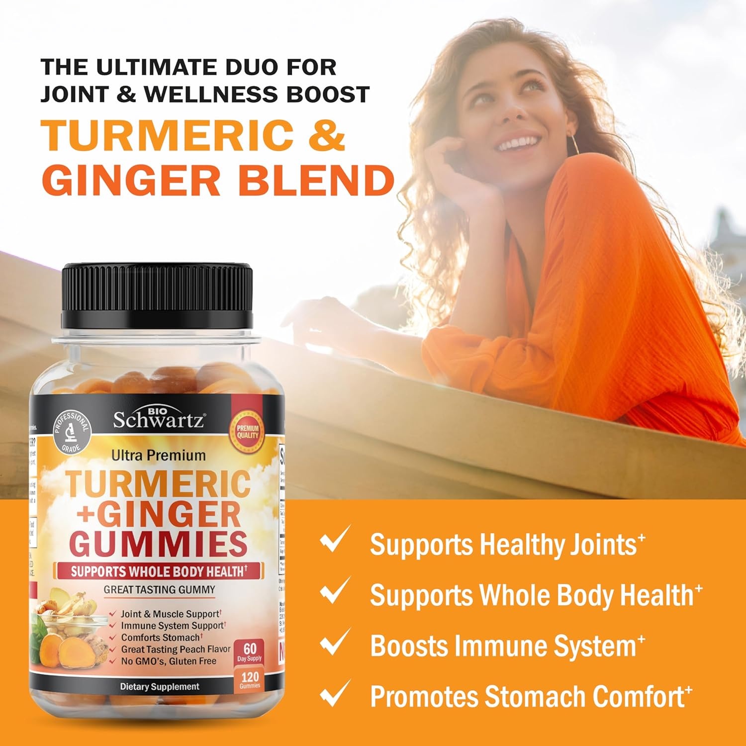 image:imageTurmeric Curcumin with Black Pepper Extract 1500mg High Absorption Ultra Potent Turmeric Supplement with 95 Curcuminoids and BioPerine Non GMO Tumeric Capsules for Joint Support 90 CapsulesFruity Peach
