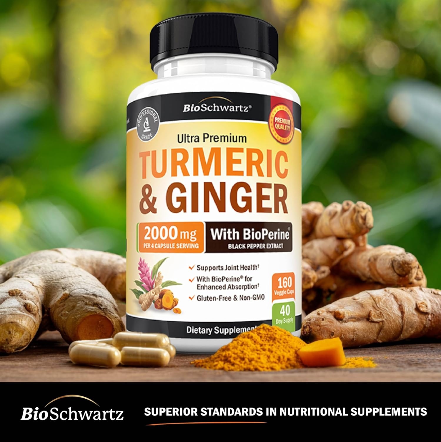 image:imageTurmeric Curcumin with Black Pepper Extract 1500mg High Absorption Ultra Potent Turmeric Supplement with 95 Curcuminoids and BioPerine Non GMO Tumeric Capsules for Joint Support 90 CapsulesUnflavored