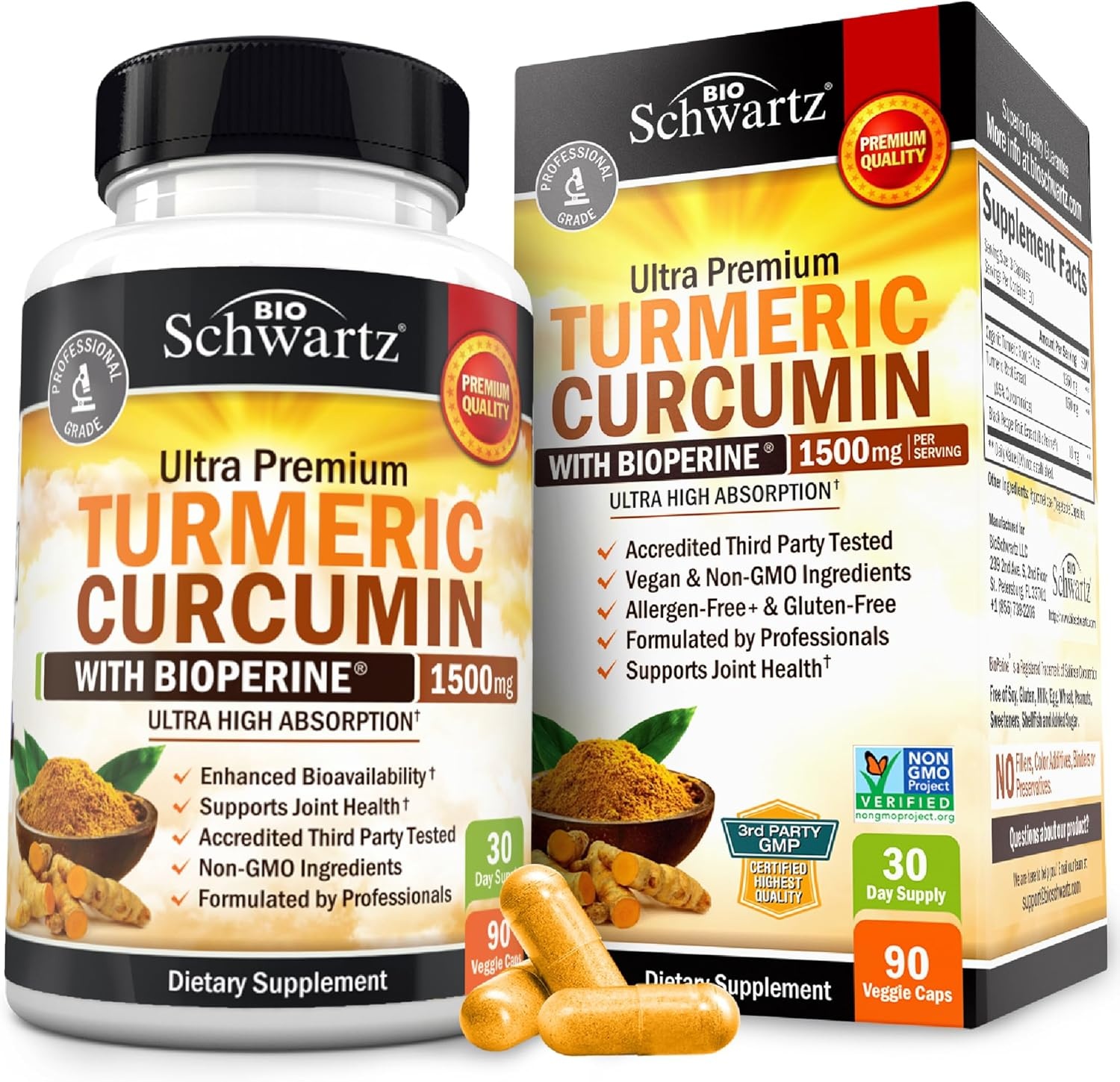 image:imageTurmeric Curcumin with Black Pepper Extract 1500mg High Absorption Ultra Potent Turmeric Supplement with 95 Curcuminoids and BioPerine Non GMO Tumeric Capsules for Joint Support 90 CapsulesUnflavored