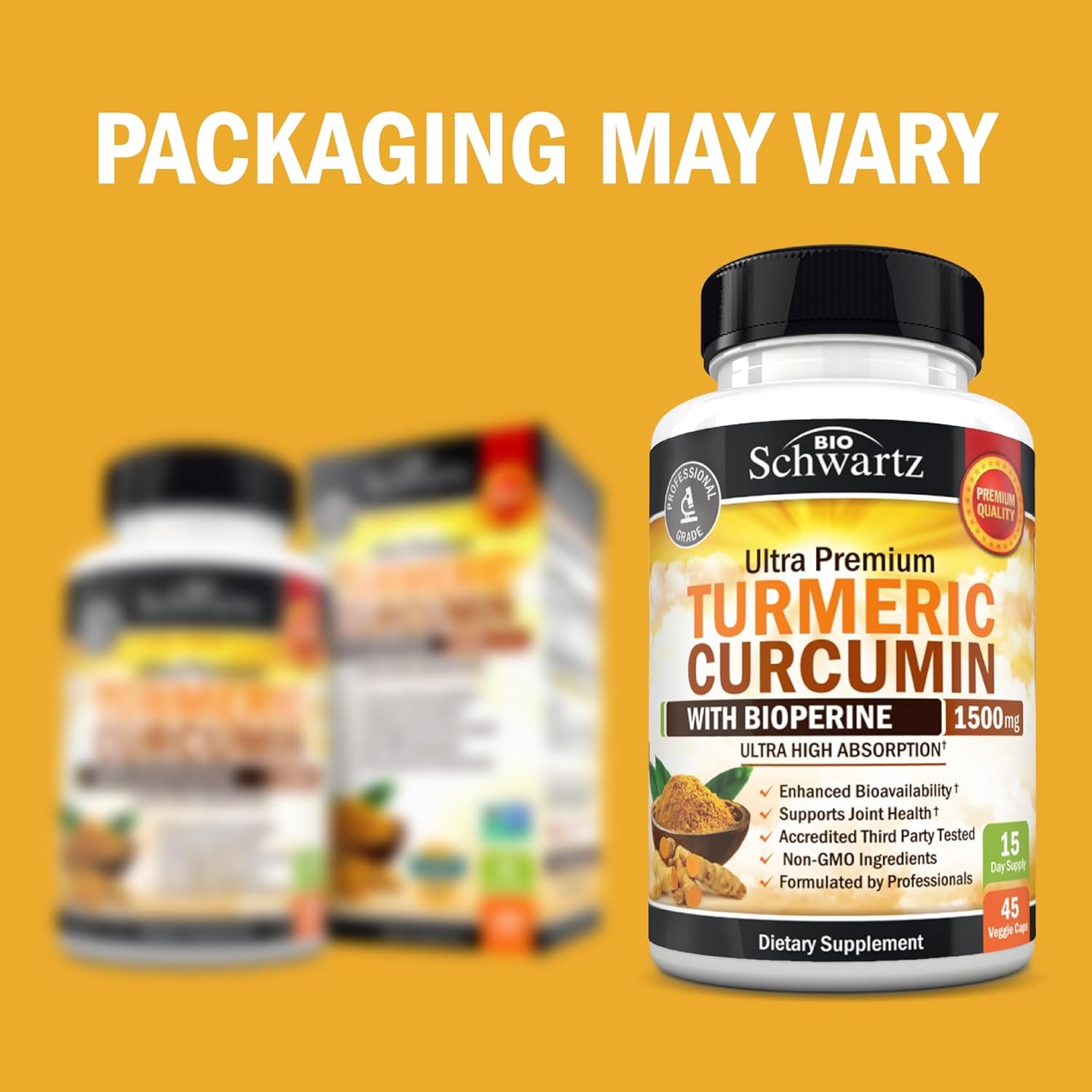 image:imageTurmeric Curcumin with Black Pepper Extract 1500mg High Absorption Ultra Potent Turmeric Supplement with 95 Curcuminoids and BioPerine Non GMO Tumeric Capsules for Joint Support 90 CapsulesUnflavored