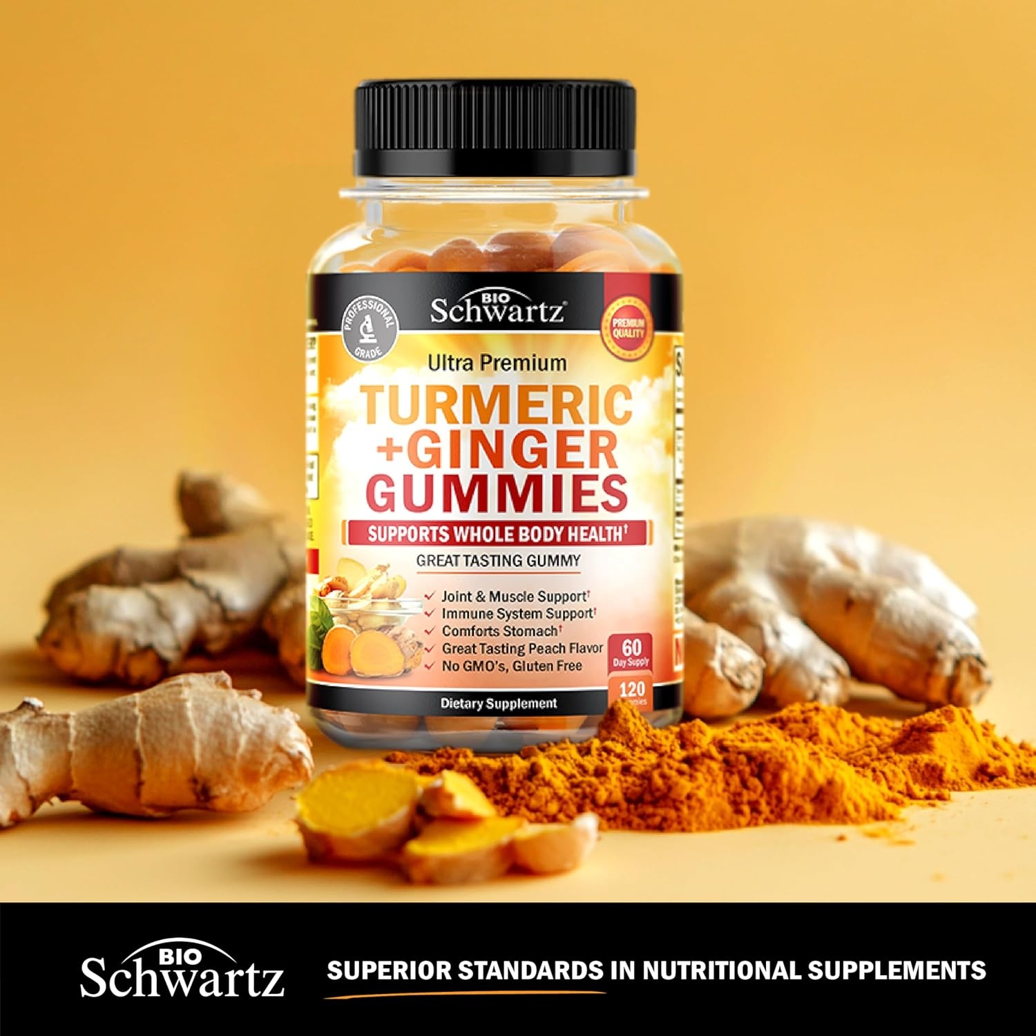 image:imageTurmeric Curcumin with Black Pepper Extract 1500mg High Absorption Ultra Potent Turmeric Supplement with 95 Curcuminoids and BioPerine Non GMO Tumeric Capsules for Joint Support 90 CapsulesFruity Peach