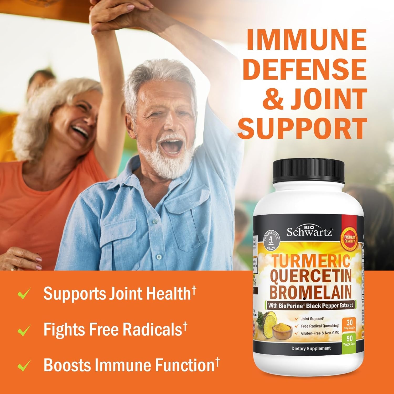 image:imageTurmeric Quercetin with Bromelain Supplement Natural Extra Strength Immune and Joint Support with BioPerine Black Pepper for Max Absorption Organic Tumeric Bromelain Supplement Vegan Safe NonGMO