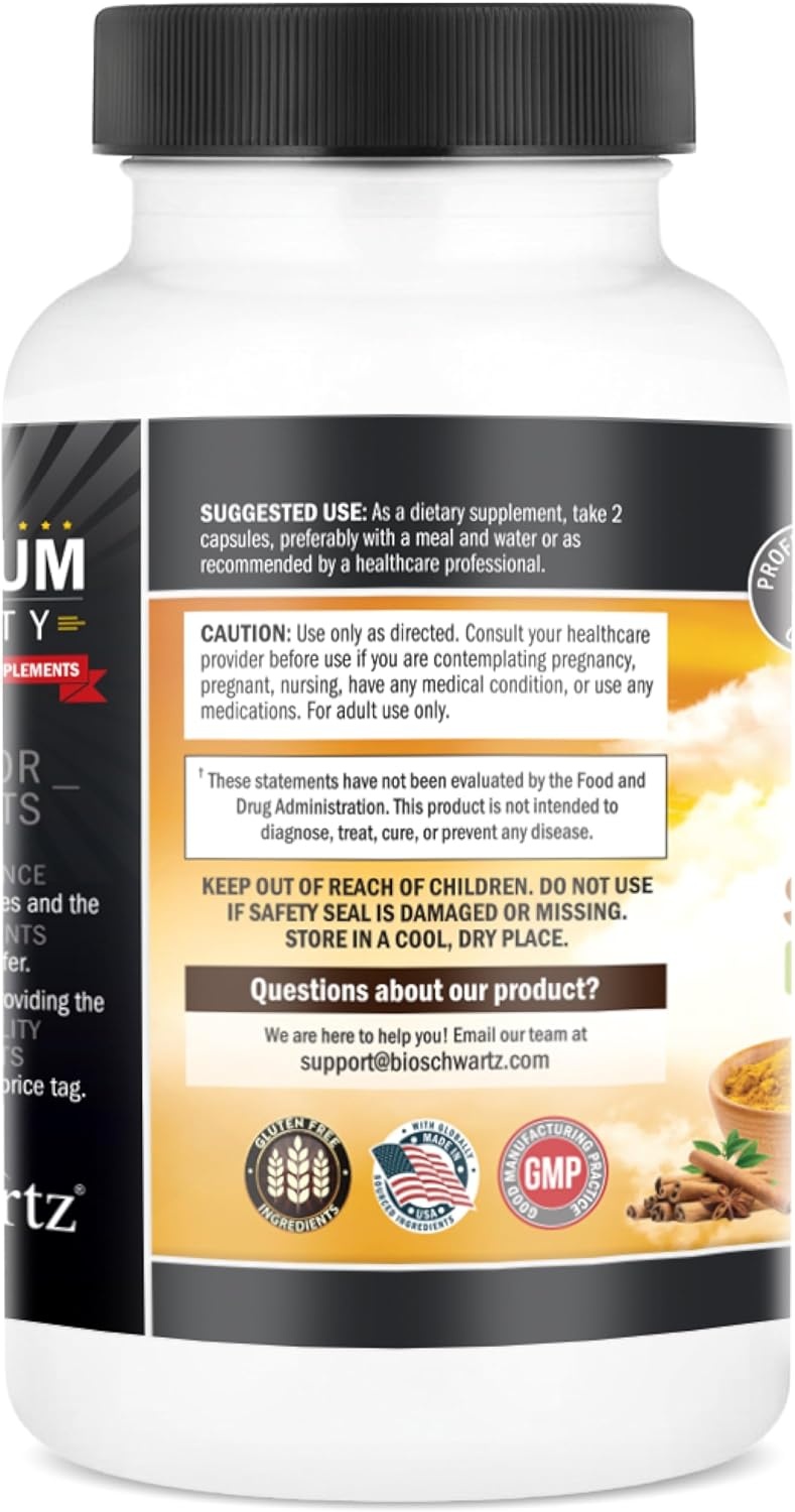 image:imageTurmeric Supplement with Saffron Cinnamon and Cardamom Plus BioPerine Black Pepper Extract for Optimal Absorption Natural Tumeric Curcumin Joint Support Supplement for Women and Men 60 Capsules