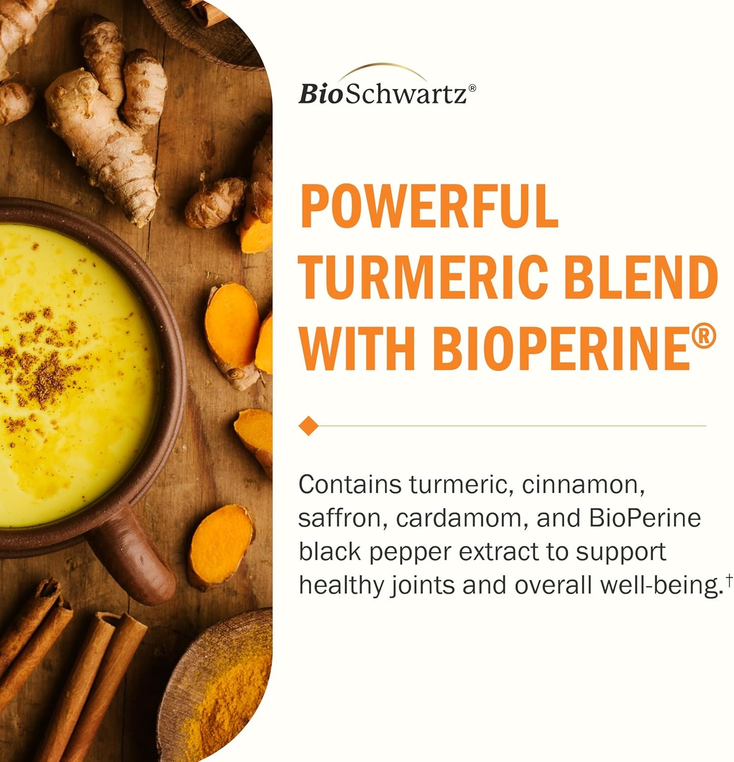 image:imageTurmeric Supplement with Saffron Cinnamon and Cardamom Plus BioPerine Black Pepper Extract for Optimal Absorption Natural Tumeric Curcumin Joint Support Supplement for Women and Men 60 Capsules