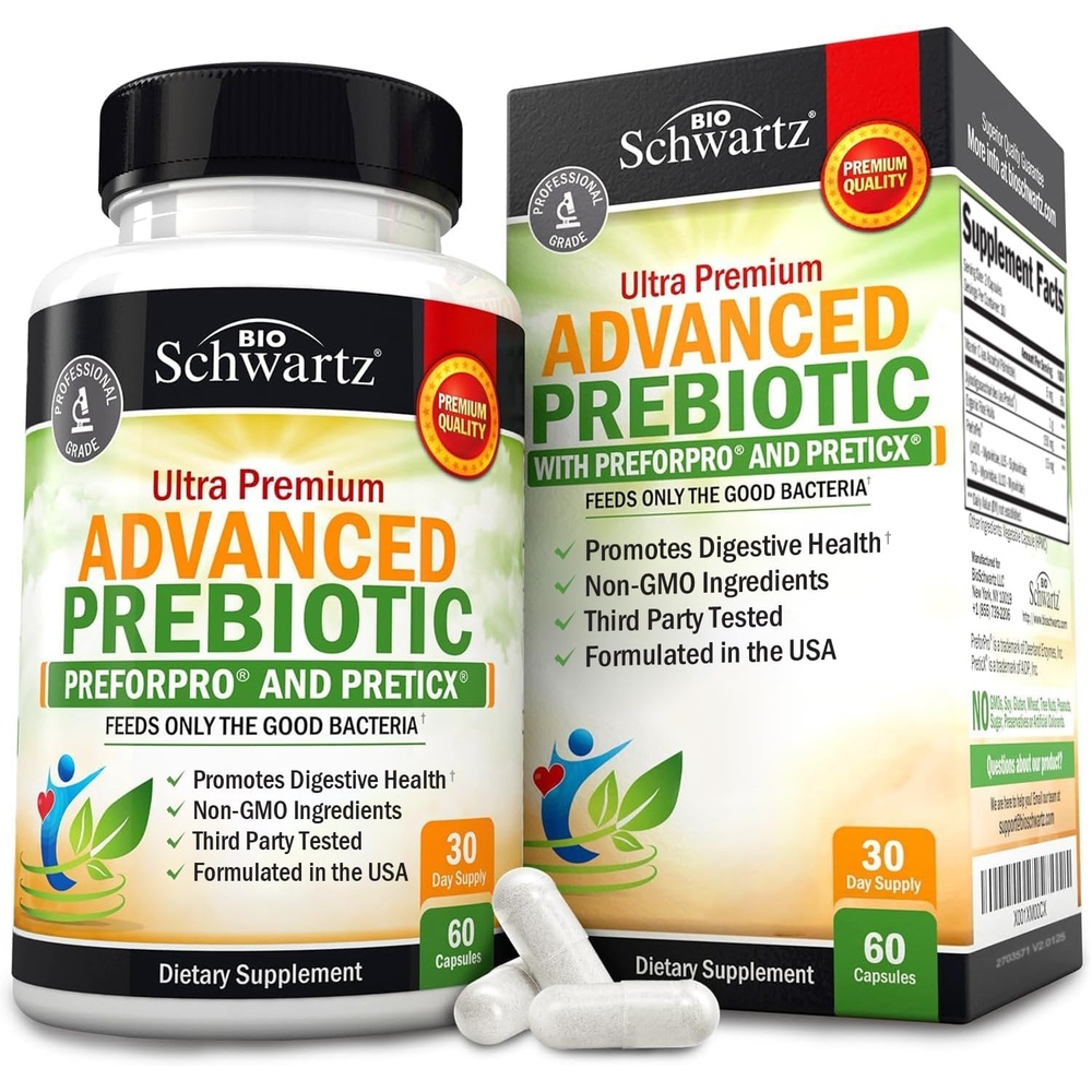 image:imageAdvanced Prebiotics for Digestive Health Fast Acting Gut Health Supplement with Clinically Validated Prebiotics for Women amp Men for Healthy Gut Flora Bloating amp Immune Support 1 Month Supply60 Count Pack of 1