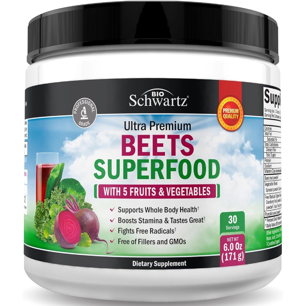 image:imageBeet Root Powder  Beets Superfood Supplement with Vitamin C Plus Organic Antioxidant Rich Red Fruits and Vegetables  Boosts Stamina and Natural Energy Levels  30 Servings  Packaging May Vary30Day Supply Powder Pack of 1