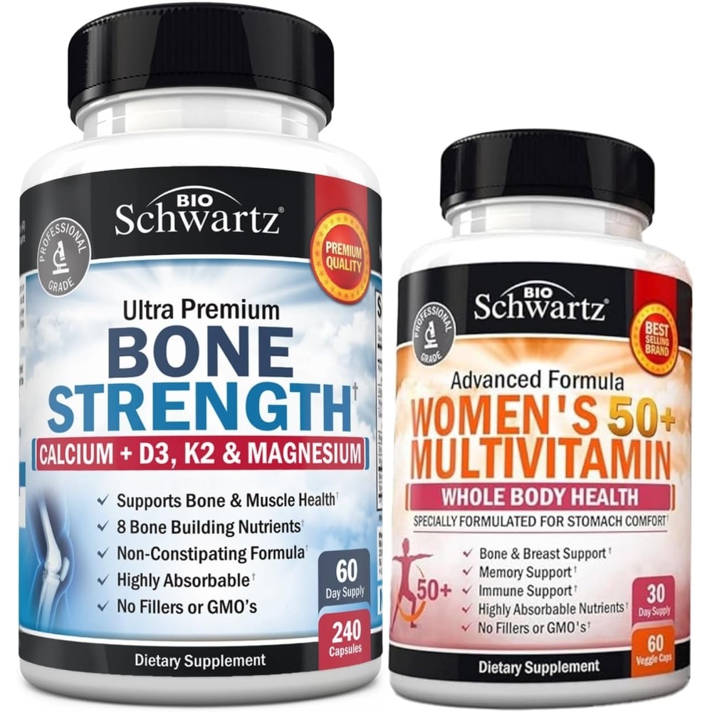 image:imageBioSchwartz Bone Strength Mineral Supplement with Calcium and Magnesium 2 Month Supply Plus Daily Multivitamin for Women 50 amp Over 1 Month Supply